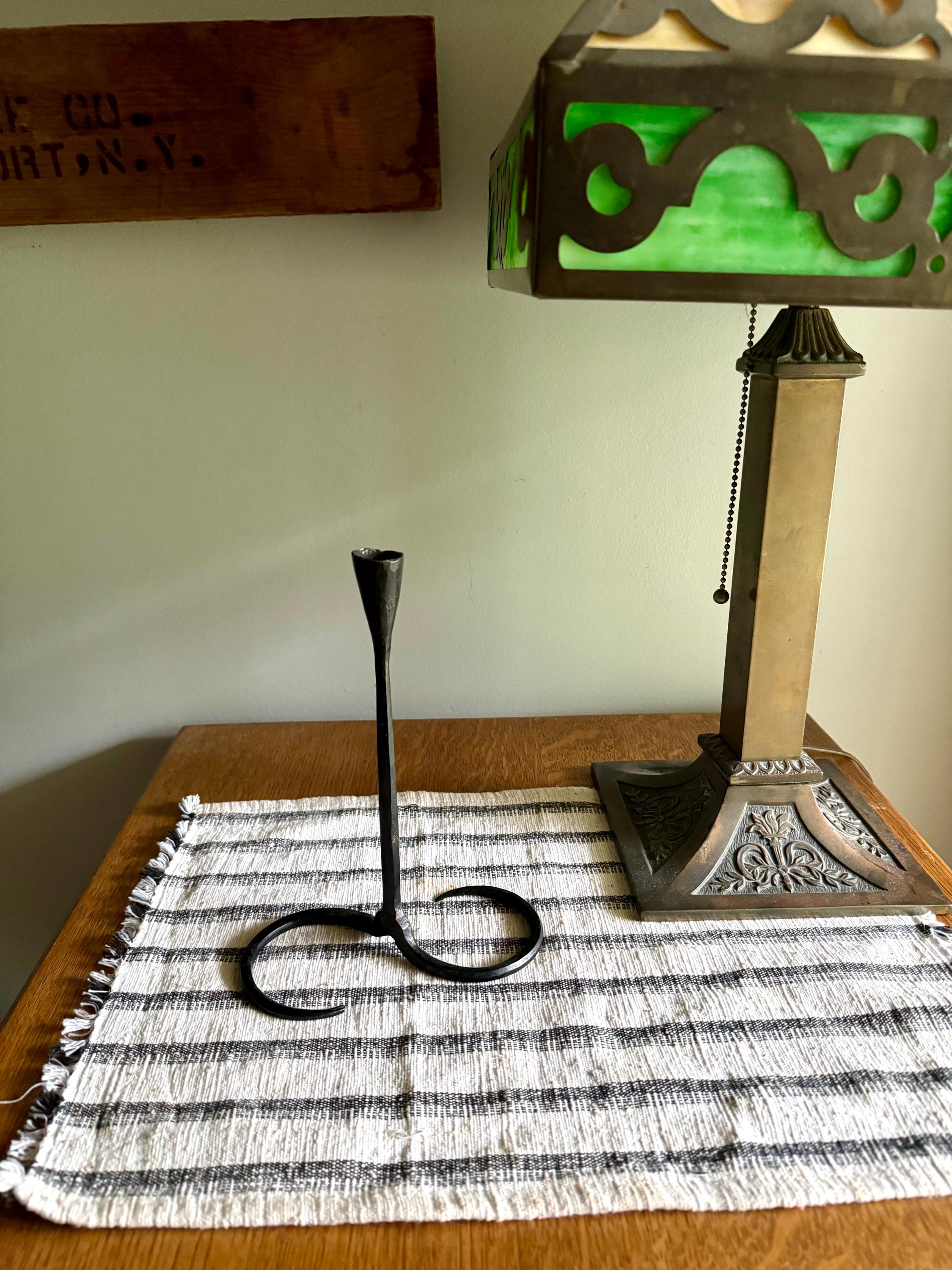 Primitive Wrought Iron Candlestick Holder | Hand Forged Iron Candlestick Holder | Brutalist Candle Holder | Rustic Candle Holder