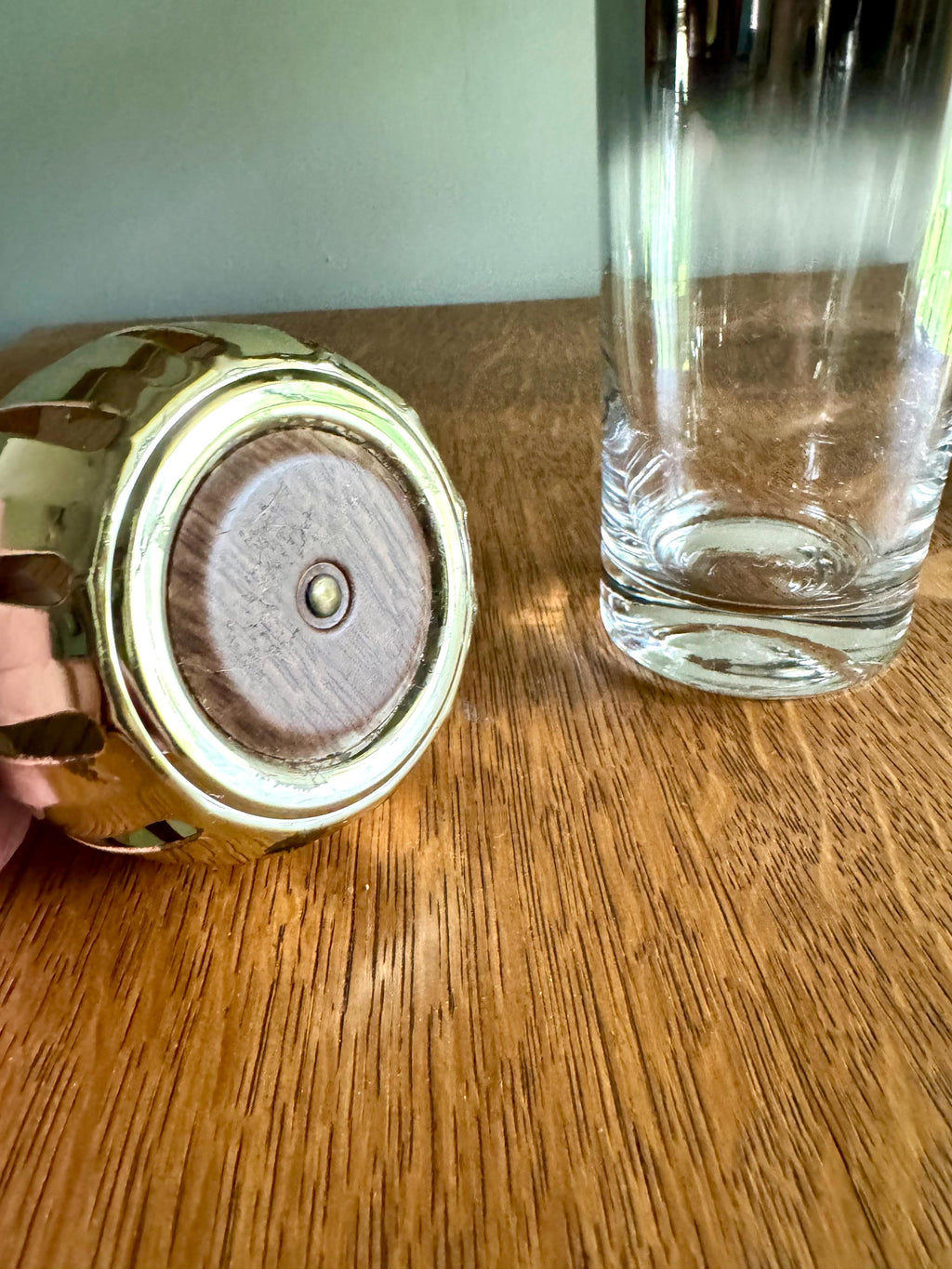 A Set of 3 Lotus Silver Coaster and Silver Rimmed Glasses | 3 Silver Lotus Style Cork Base Coasters and 3 Silver Rimmed Drinking Glasses