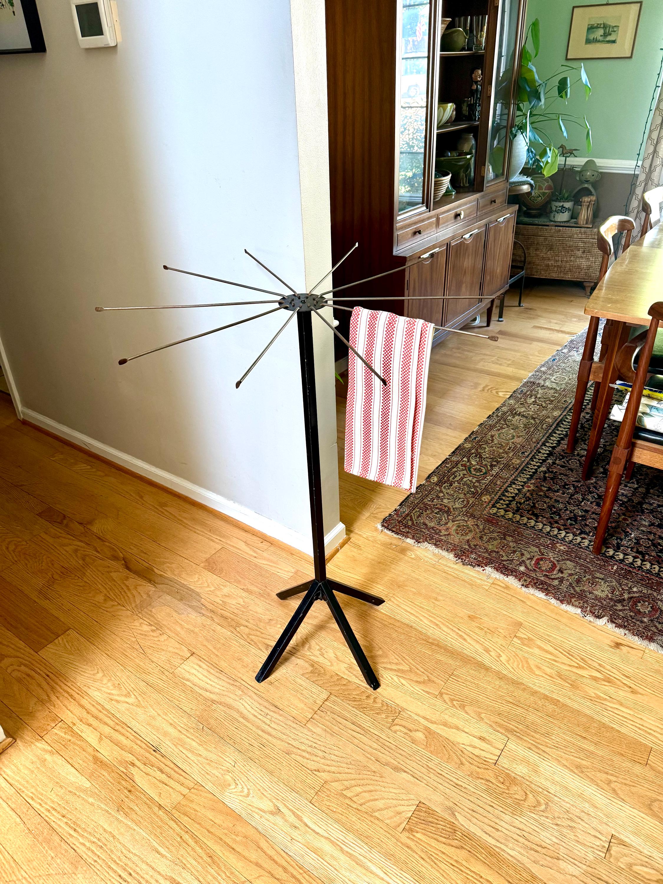 Vintage Clothes Umbrella Drying Rack | Metal and Wood Clothes Rack | Metal Armed Clothes Rack | Folding Clothes Rack| Collapsible Towel Rack