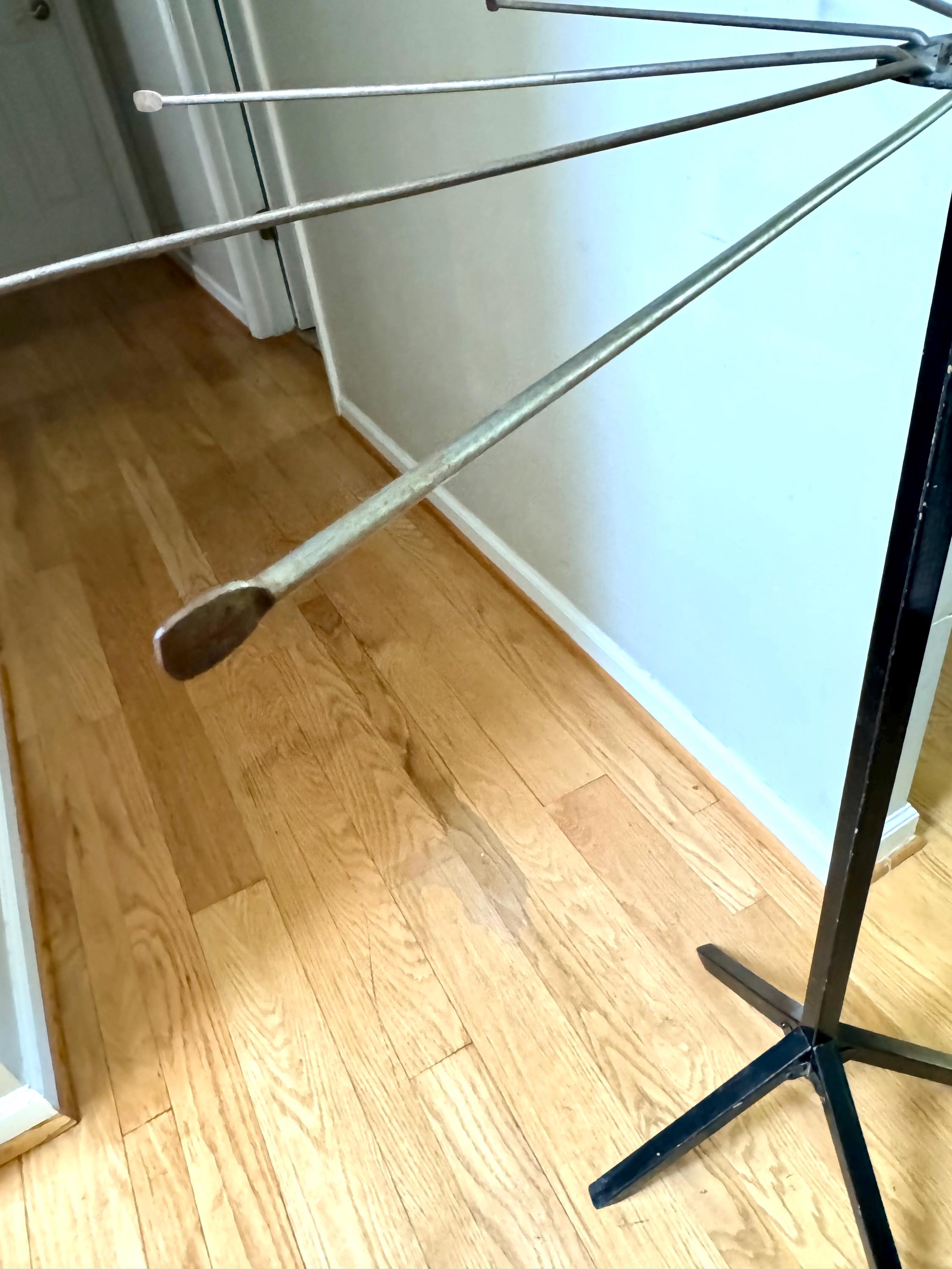 Vintage Clothes Umbrella Drying Rack | Metal and Wood Clothes Rack | Metal Armed Clothes Rack | Folding Clothes Rack| Collapsible Towel Rack