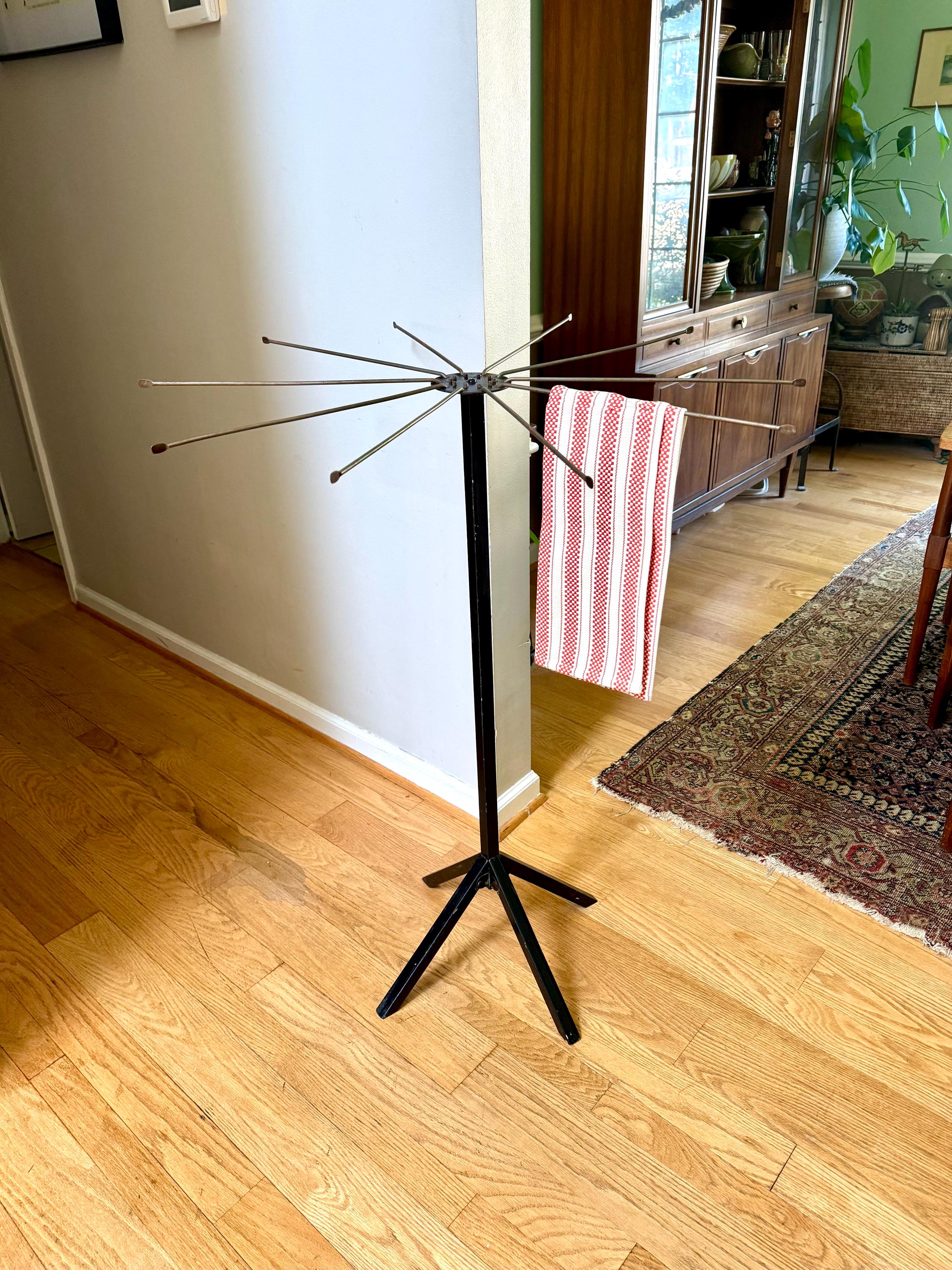 Vintage Clothes Umbrella Drying Rack | Metal and Wood Clothes Rack | Metal Armed Clothes Rack | Folding Clothes Rack| Collapsible Towel Rack