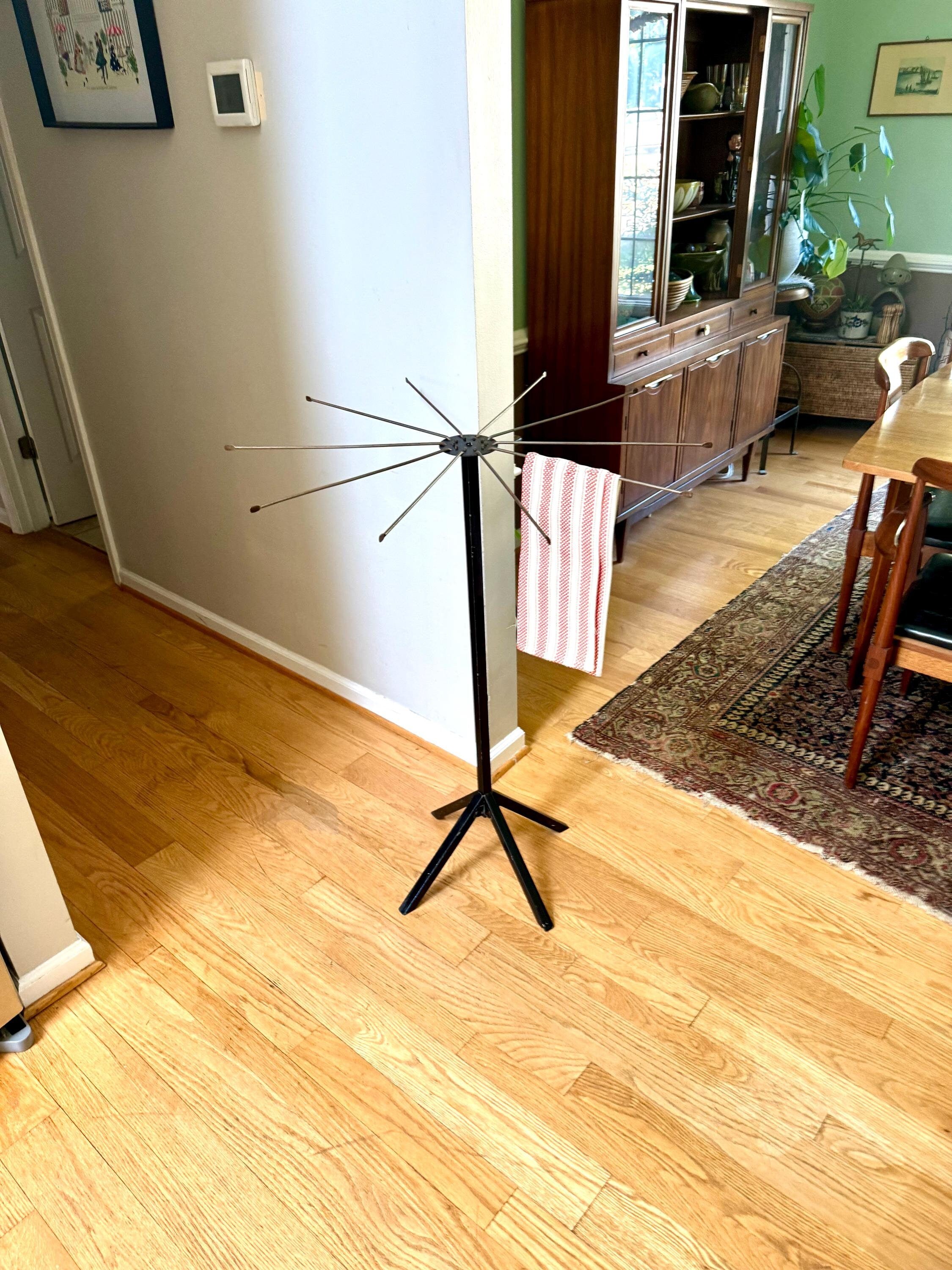 Vintage Clothes Umbrella Drying Rack | Metal and Wood Clothes Rack | Metal Armed Clothes Rack | Folding Clothes Rack| Collapsible Towel Rack