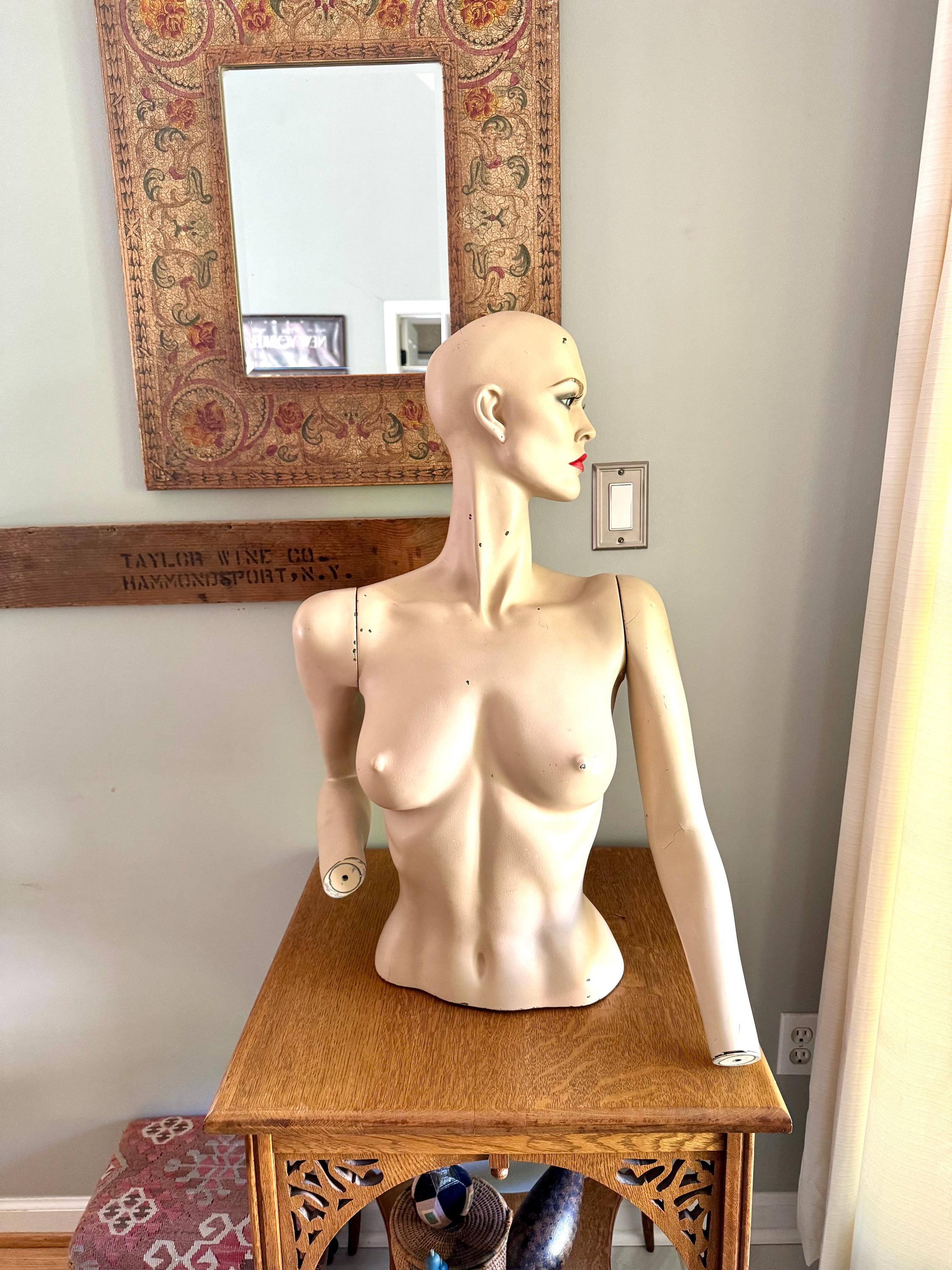 Vintage Greneker Air-3 Mannequin Bust  | Detachable Arm Full Size Mannequin | Hand Painted Lady Mannequin | Art Deco Mannequin Shop Display