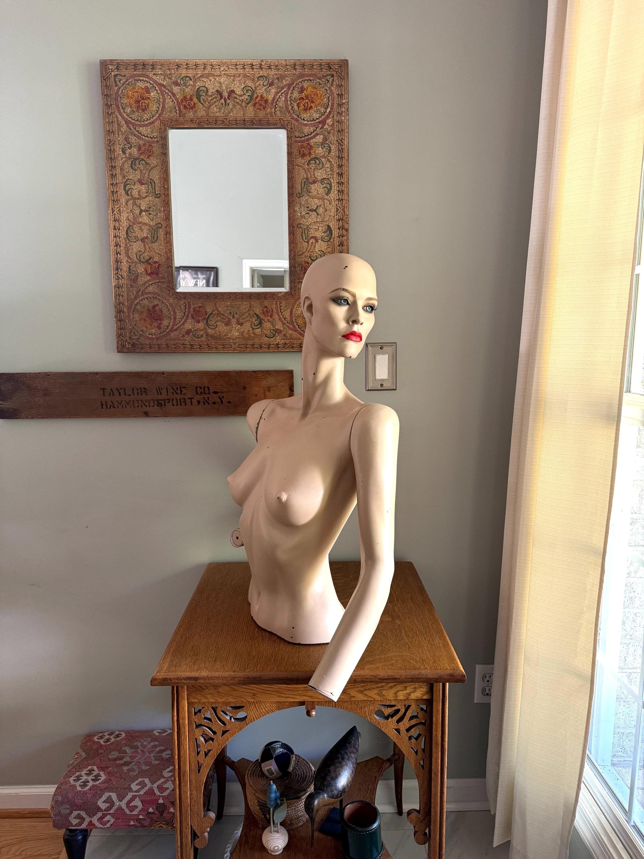 Vintage Greneker Air-3 Mannequin Bust  | Detachable Arm Full Size Mannequin | Hand Painted Lady Mannequin | Art Deco Mannequin Shop Display