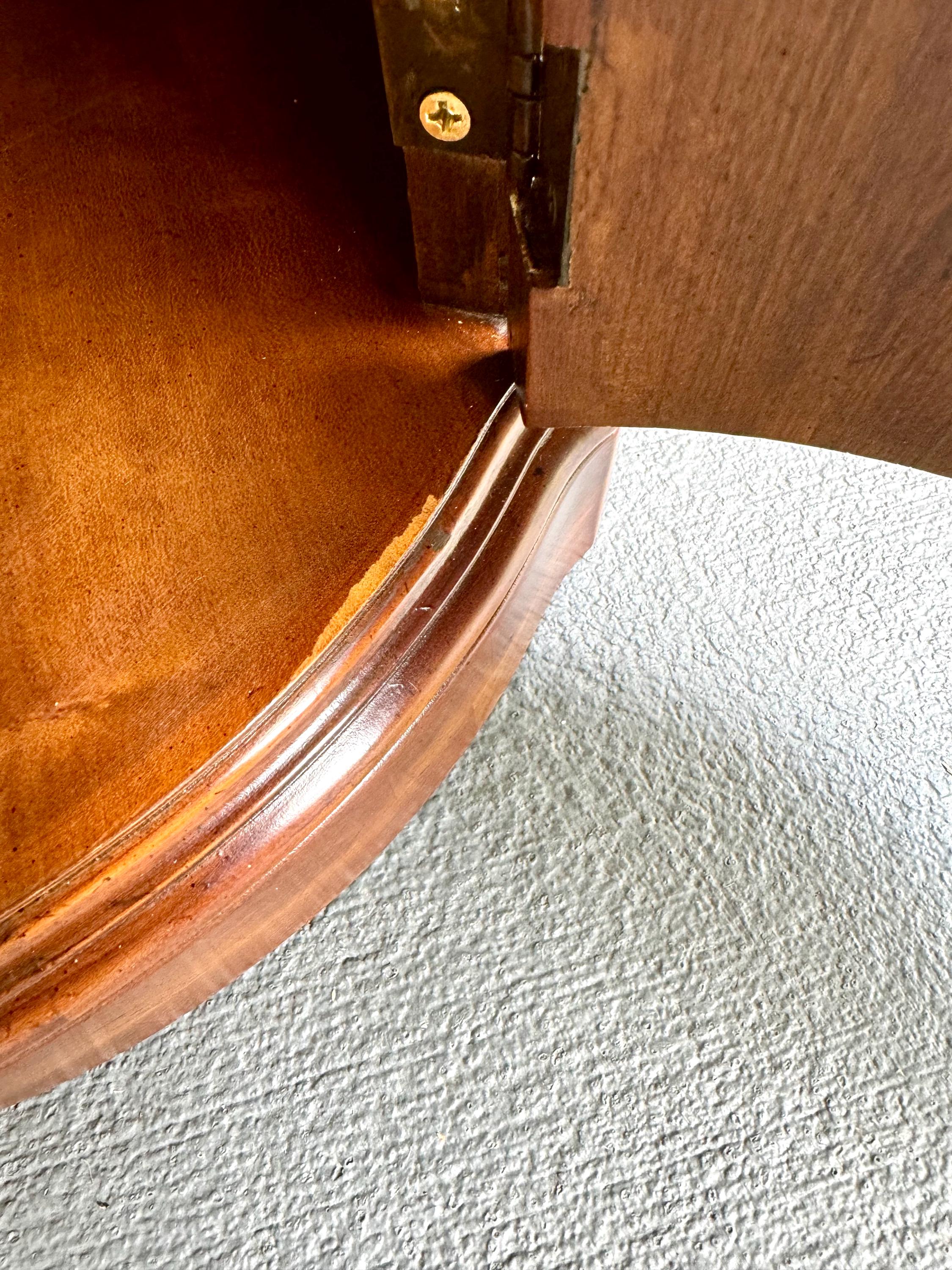 Vintage Drexel Heritage Oval End Table Cabinet | Drexel Heritage Laureate End Table | Art Deco Liquor Cabinet| Italian Provincial Drum Table