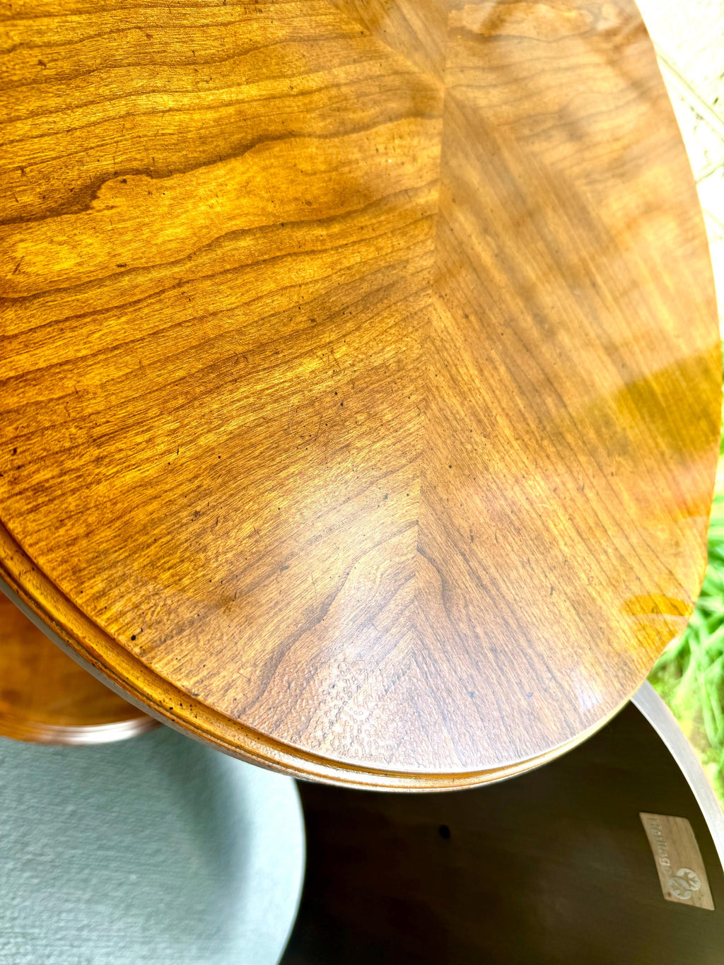 Vintage Drexel Heritage Oval End Table Cabinet | Drexel Heritage Laureate End Table | Art Deco Liquor Cabinet| Italian Provincial Drum Table