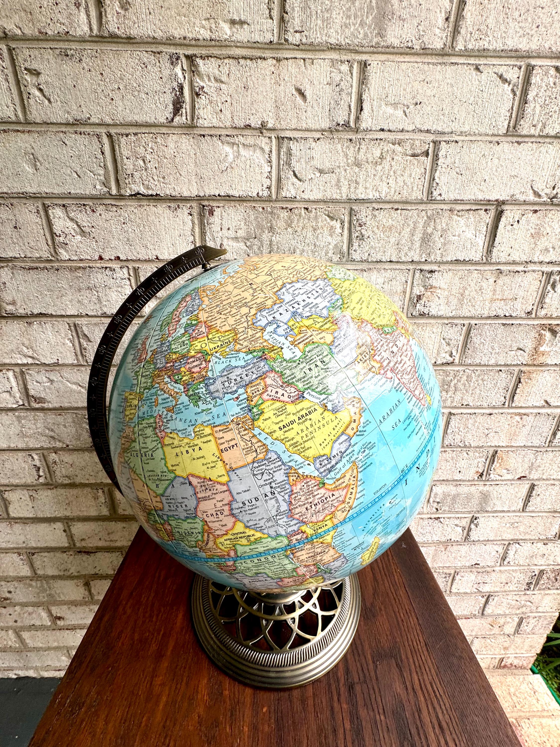 Vintage 12" Cram's Quality Globe With Metal Stand | George F. Cram Co. World  Globe | 12 Inch World Globe With Stand