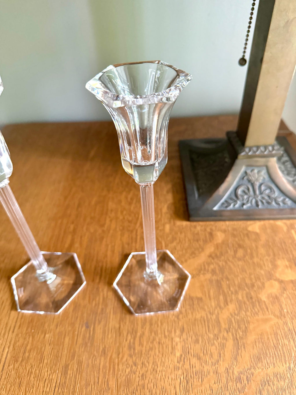 Set of 2 Marquis by Waterford Tall Cut Crystal Candlesticks | Waterford Marquis Cut Crystal Candlestick Holders| 8 1/2" Tall Candle Holders