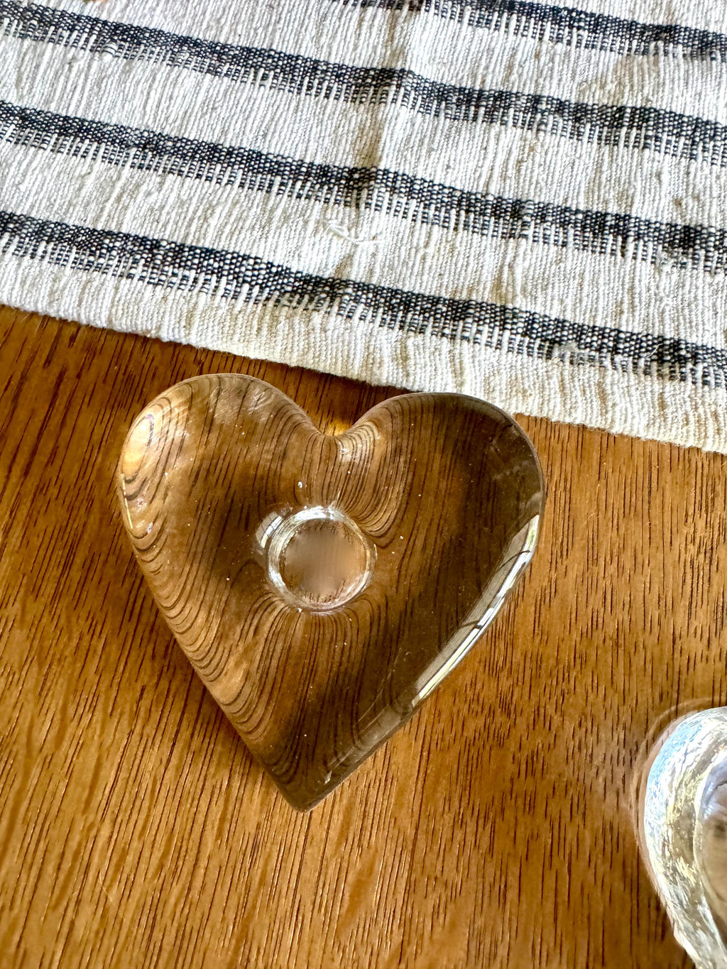 Blenko Ice Heart Glass Candle Holders | Clear Solid Glass Heart Candleholders | Clear Modernist Heart Sculptural Candlestick Holders