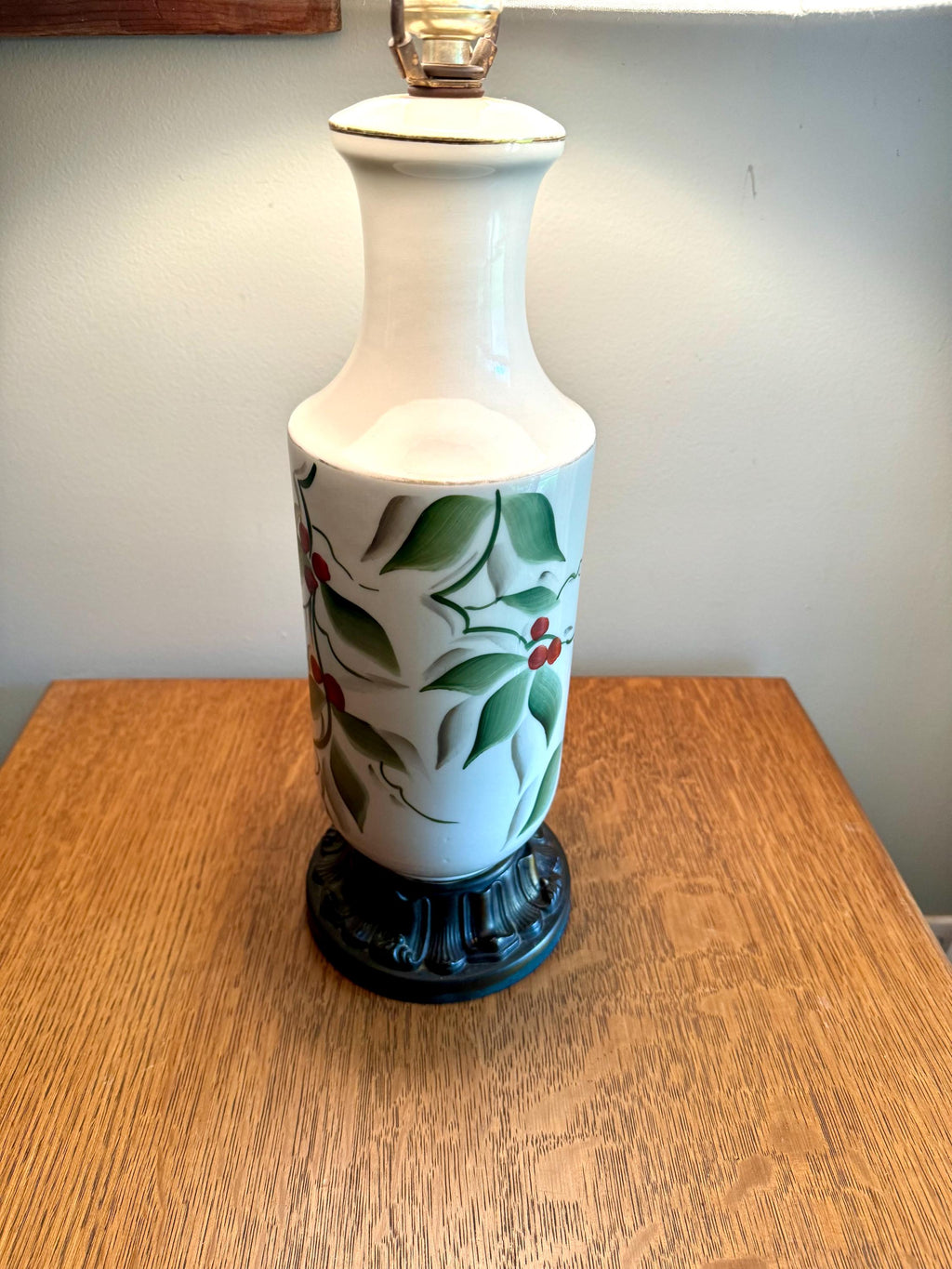 Vintage Mid Century Hand Painted Ceramic Lamp | Elegant Table Lamp | Hand Painted Floral Desk Lamp