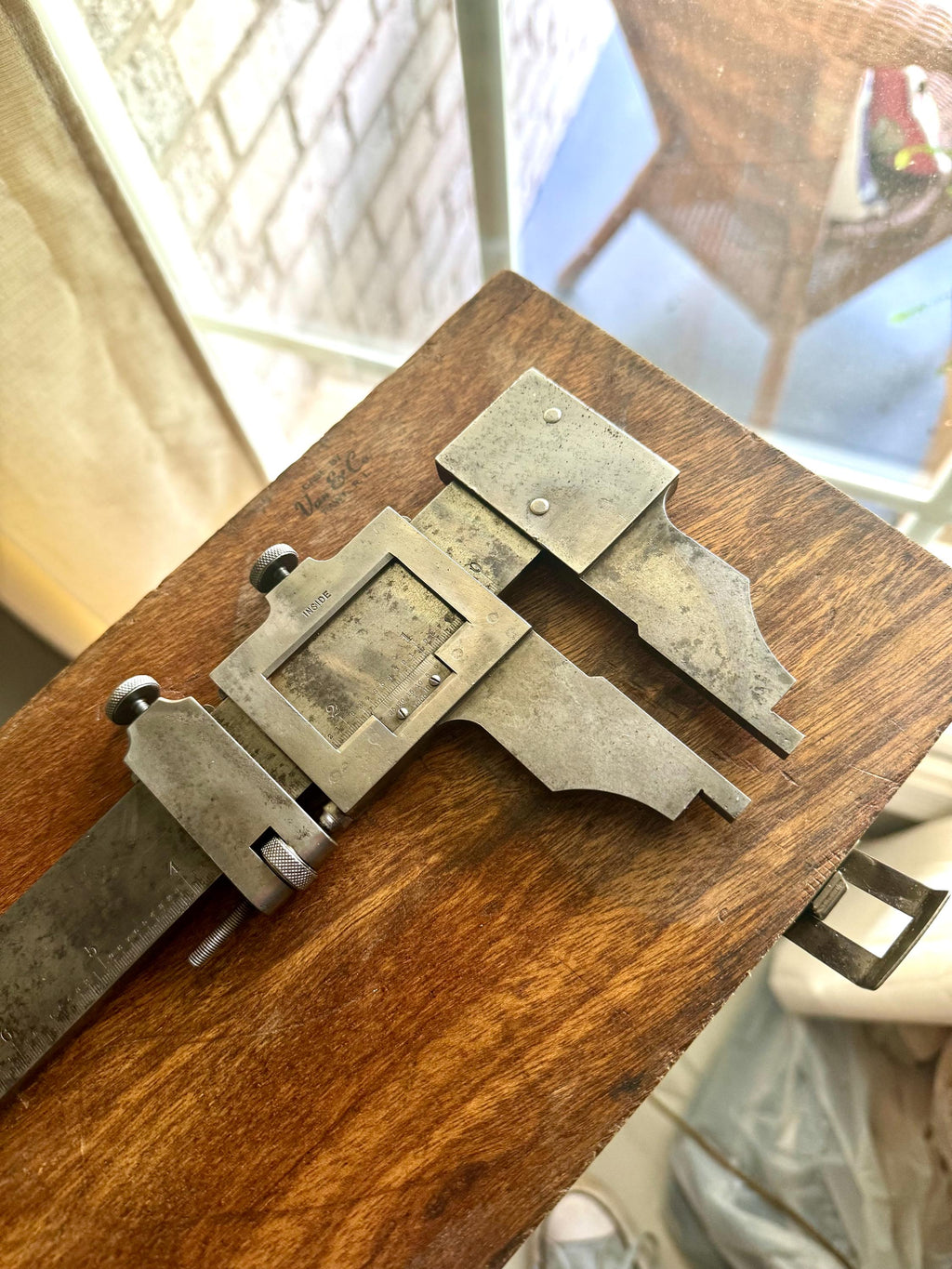 Vintage Starrett 36" Vernier Calipers Inside/Outside Model No.122  | Large L.S. Starrett Co. Outside/Inside Caliper in Case