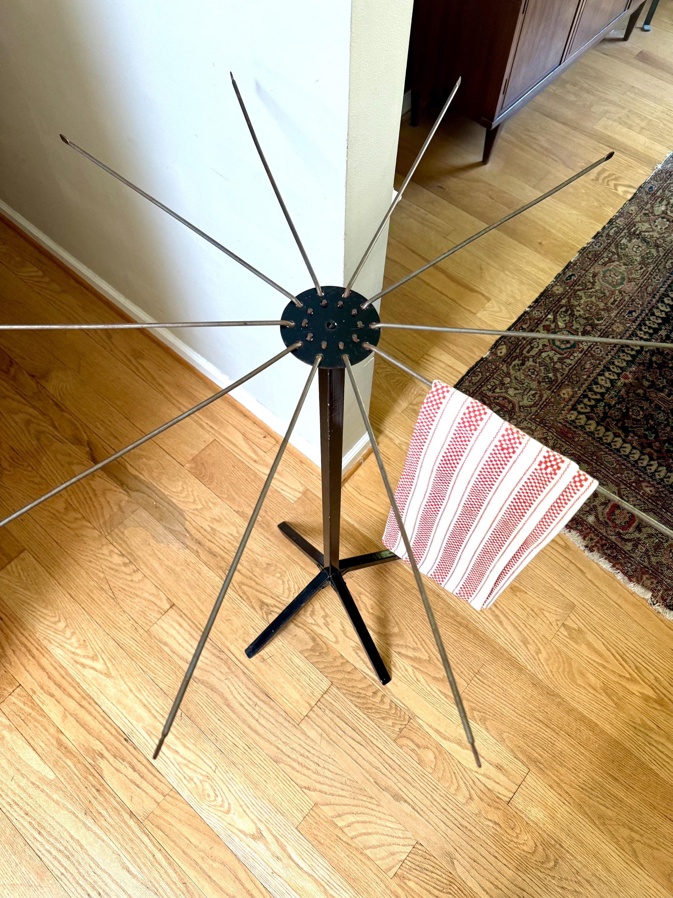 Vintage Clothes Umbrella Drying Rack | Metal and Wood Clothes Rack | Metal Armed Clothes Rack | Folding Clothes Rack| Collapsible Towel Rack