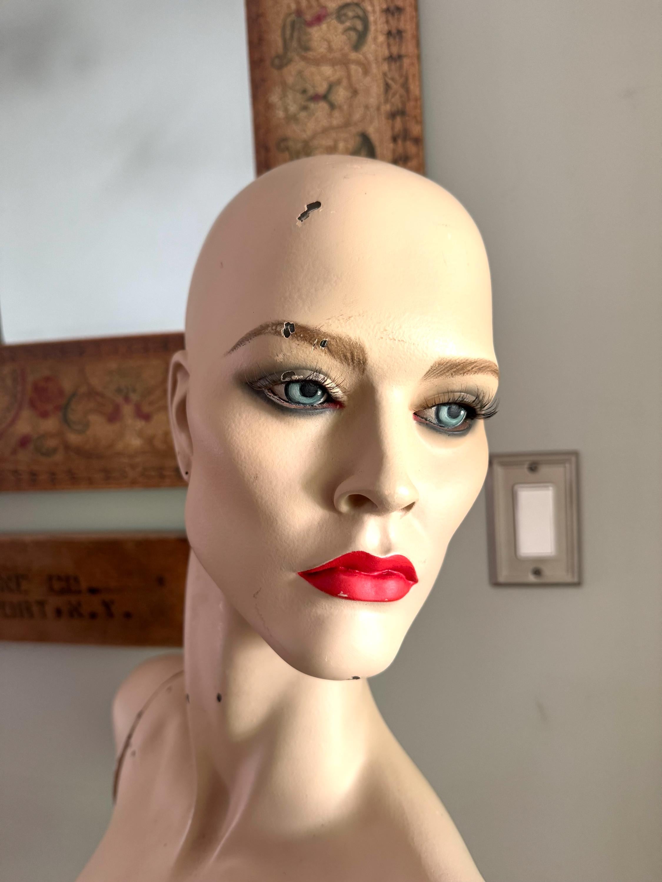 Vintage Greneker Air-3 Mannequin Bust  | Detachable Arm Full Size Mannequin | Hand Painted Lady Mannequin | Art Deco Mannequin Shop Display