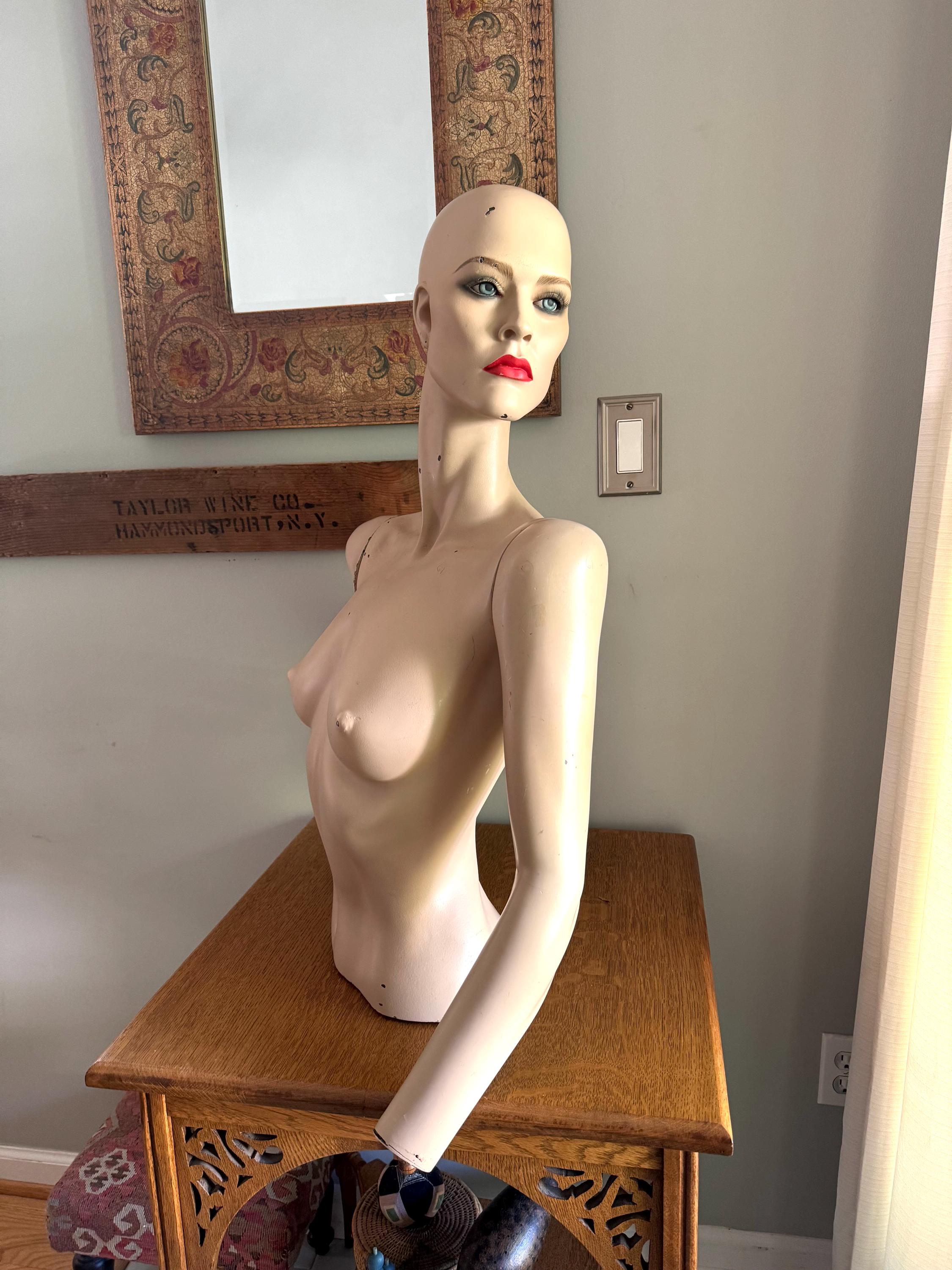 Vintage Greneker Air-3 Mannequin Bust  | Detachable Arm Full Size Mannequin | Hand Painted Lady Mannequin | Art Deco Mannequin Shop Display