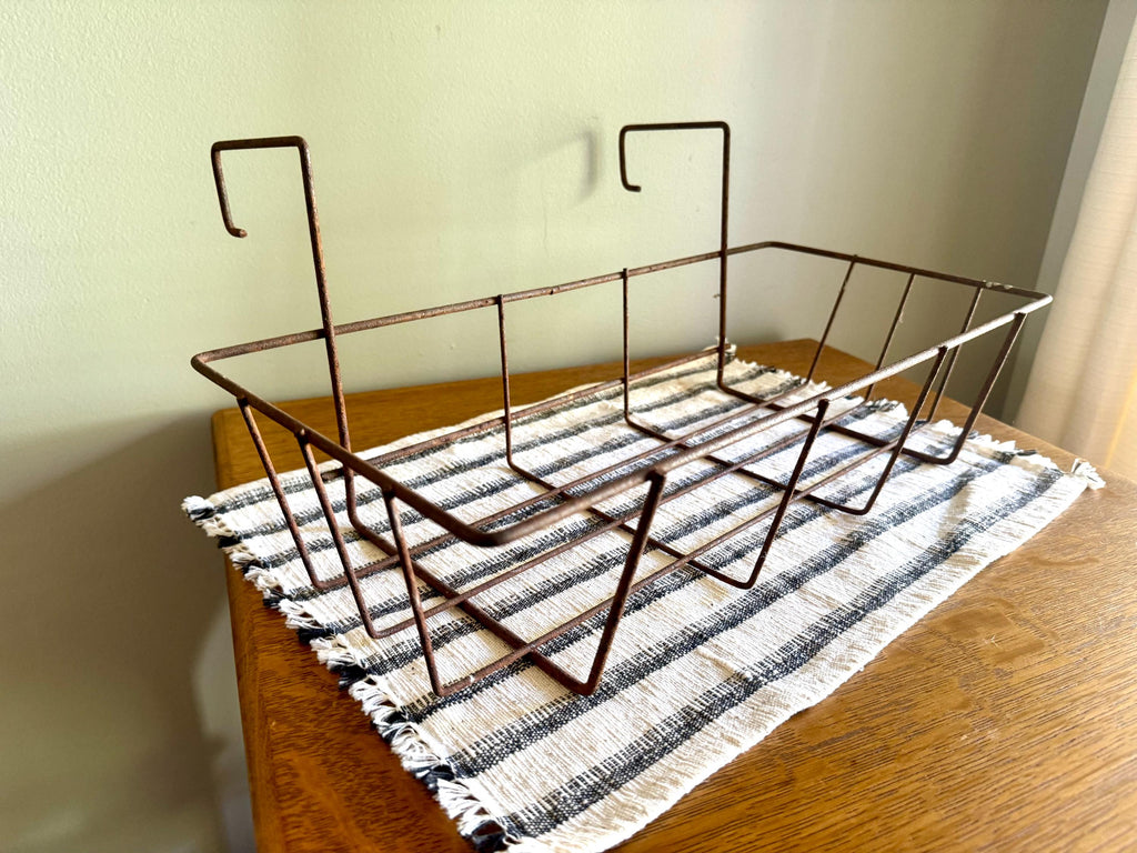Vtg Window Basket Planter | Rustic Wire Display Basket | Window Wire Planter Basket | Wire | Distressed Metal Basket | Window Planter
