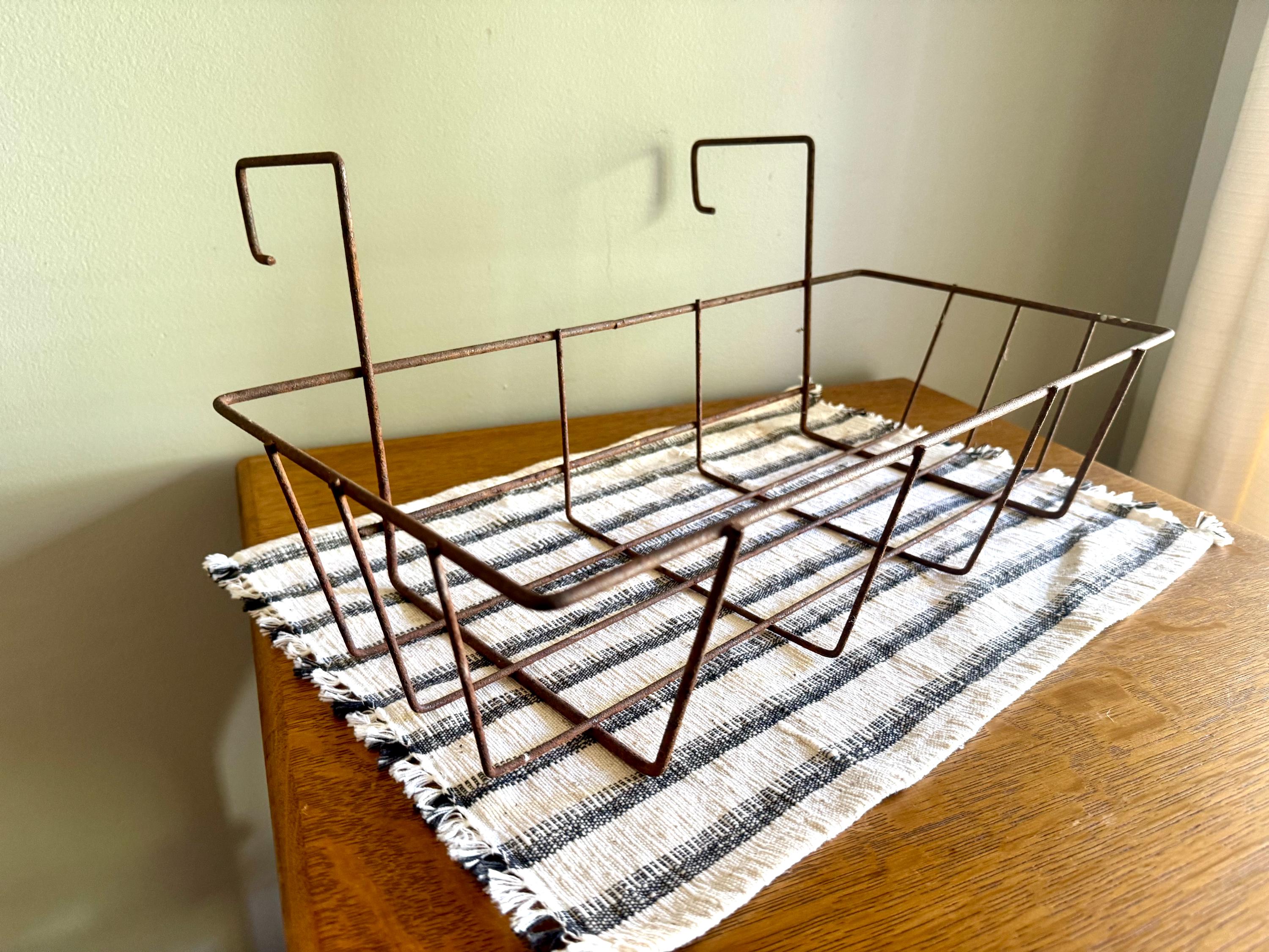 Vtg Window Basket Planter | Rustic Wire Display Basket | Window Wire Planter Basket | Wire | Distressed Metal Basket | Window Planter