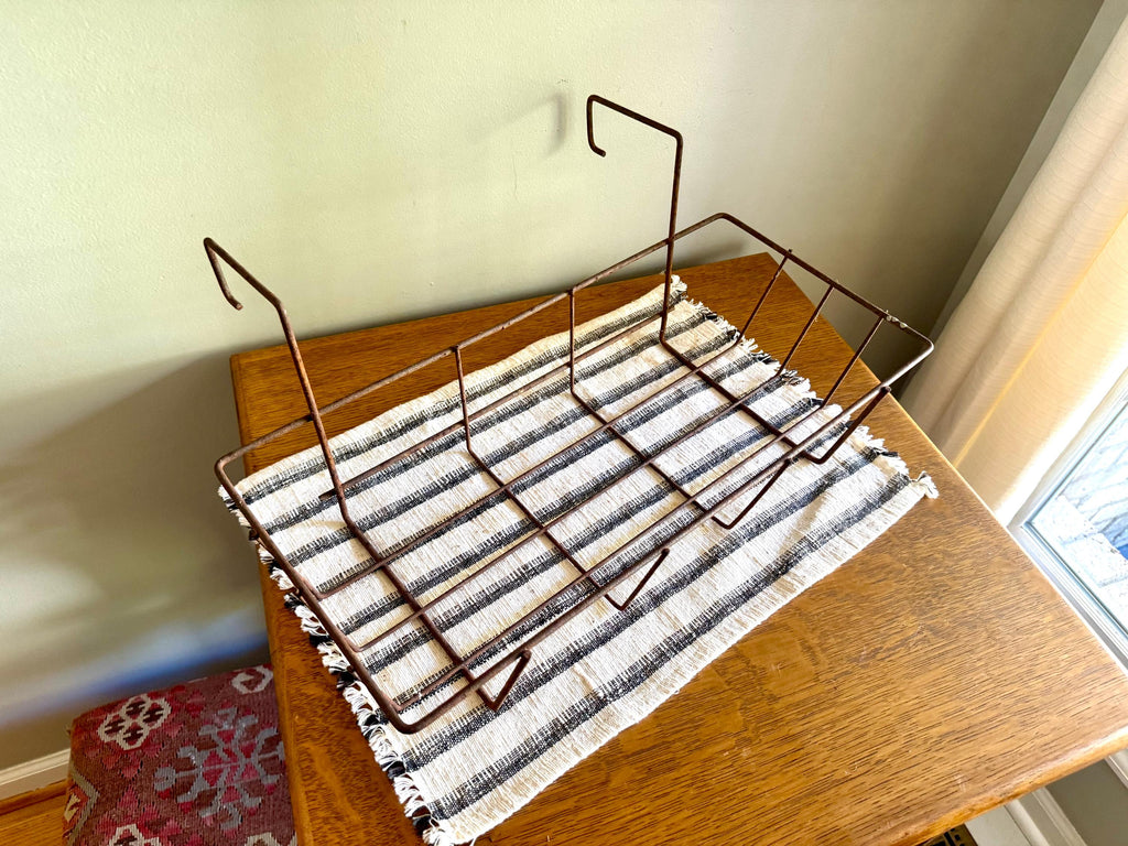 Vtg Window Basket Planter | Rustic Wire Display Basket | Window Wire Planter Basket | Wire | Distressed Metal Basket | Window Planter