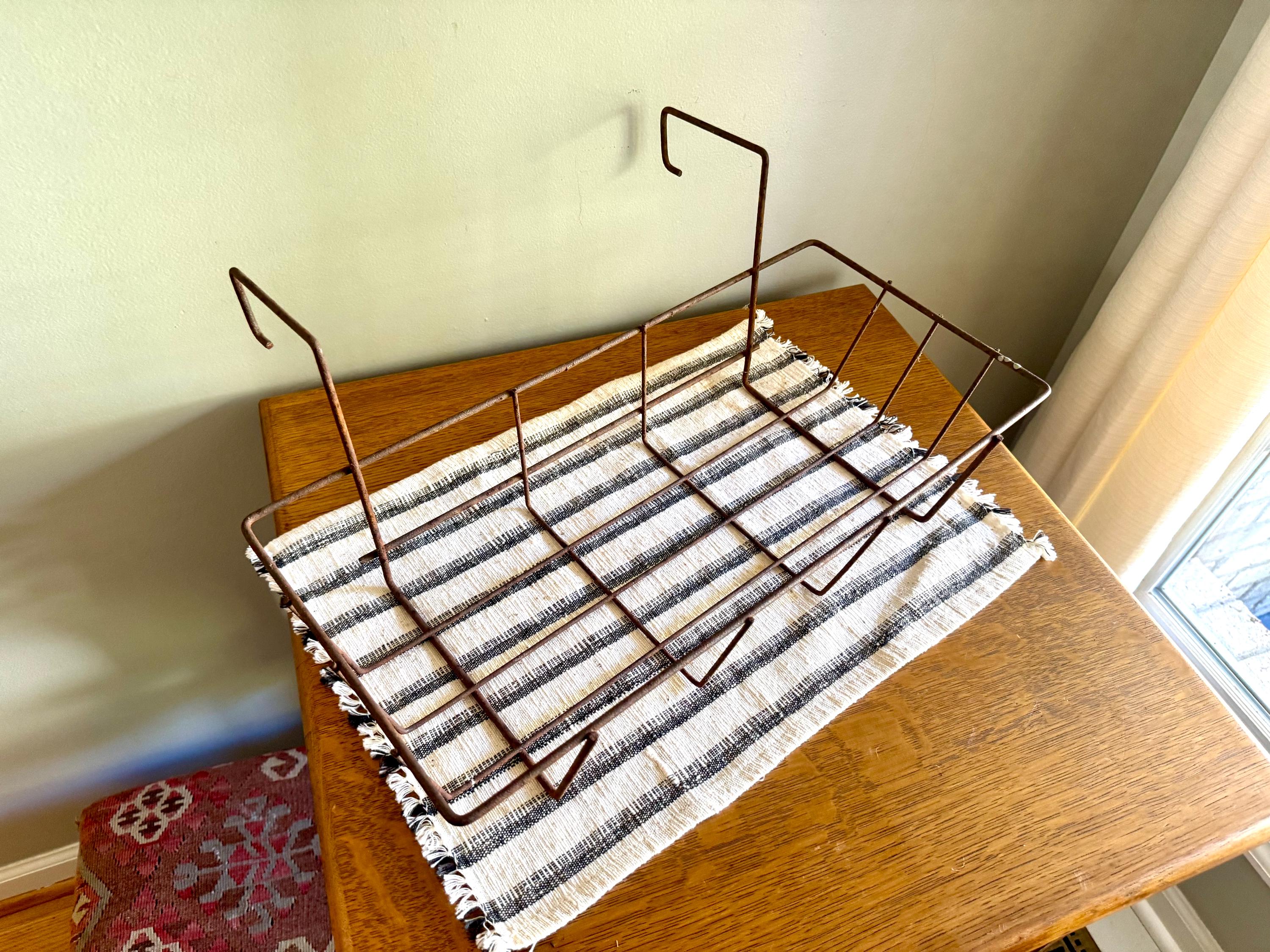 Vtg Window Basket Planter | Rustic Wire Display Basket | Window Wire Planter Basket | Wire | Distressed Metal Basket | Window Planter
