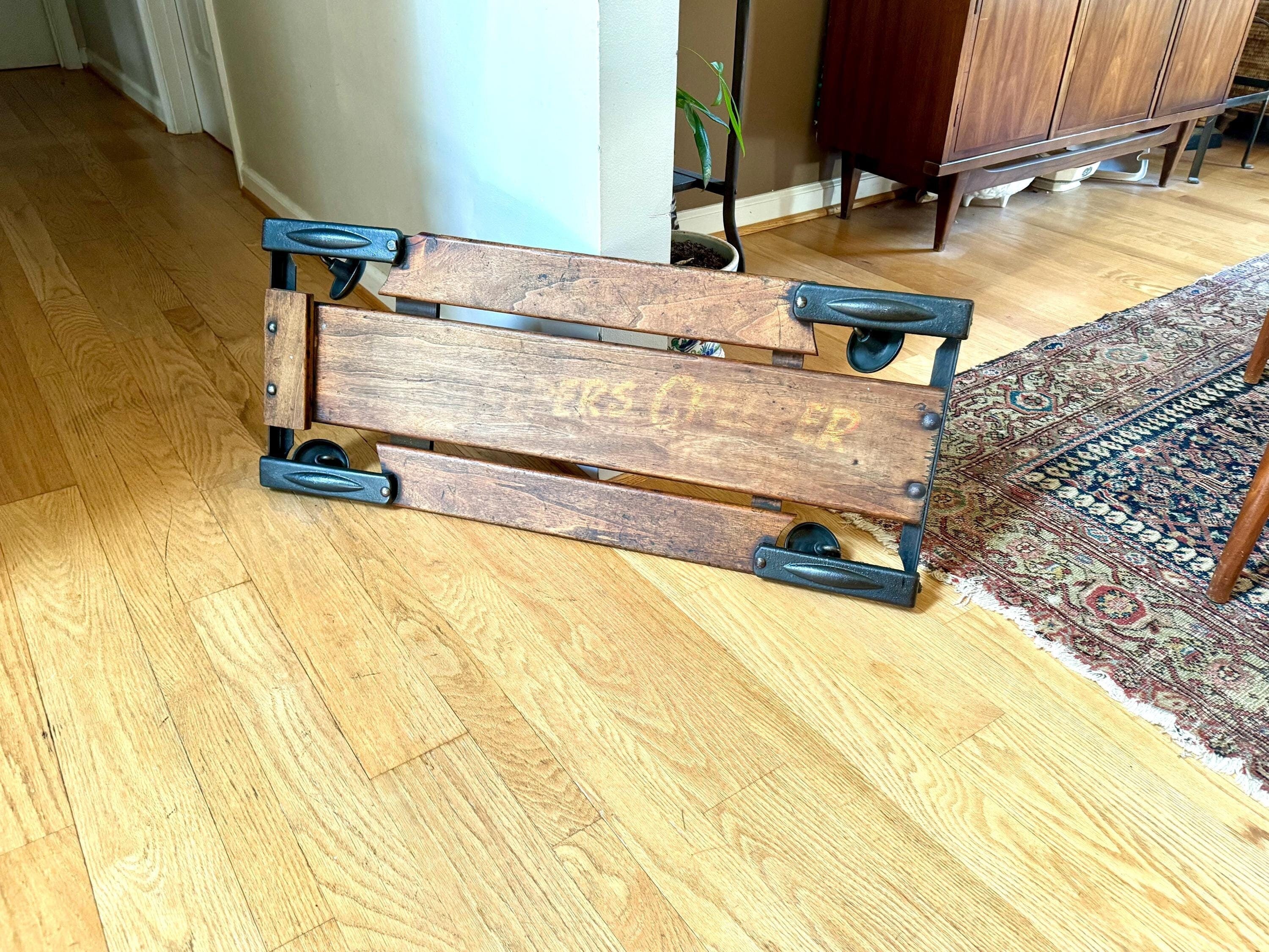 Vtg Metal and Wood Lisle Mechanics Creeper | Jeepers Creepers Industrial Automotive Creeper | Ralco Roller Automotive Wall Decor Creeper