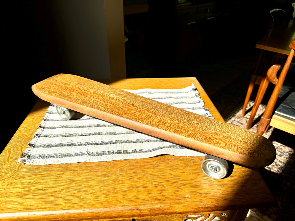 Vintage Coffin Shaped Wooden Skateboard | Coffin Shaped Wood Skateboard With Metal Wheels | Vintage Skateboard | Antique Wood Skateboard