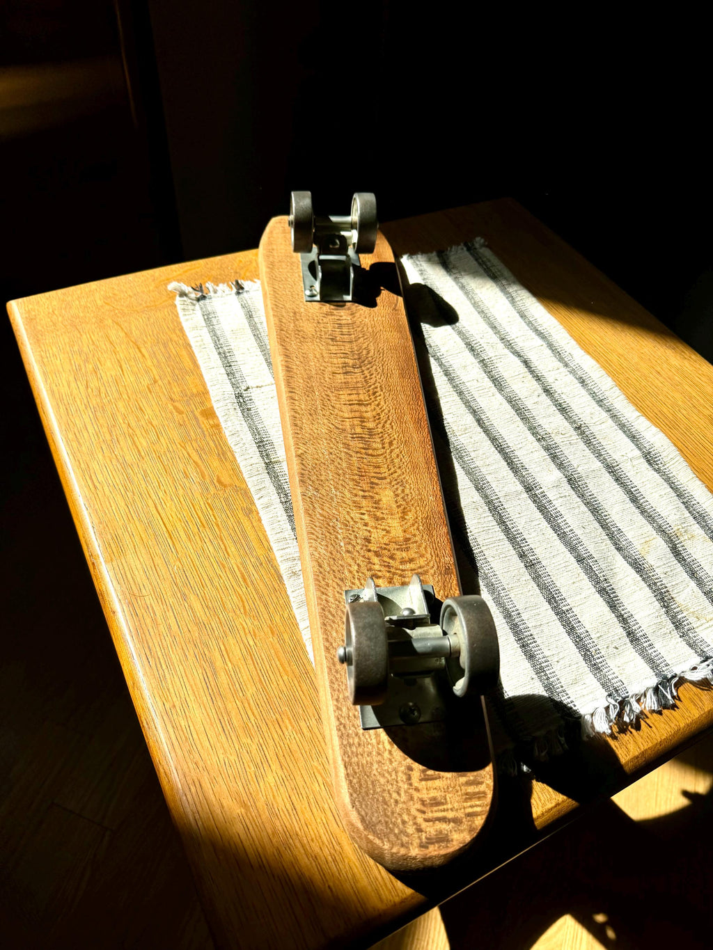 Vintage Coffin Shaped Wooden Skateboard | Coffin Shaped Wood Skateboard With Metal Wheels | Vintage Skateboard | Antique Wood Skateboard