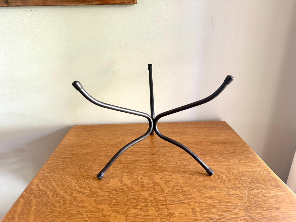 Vtg Bent Iron Plant Stand | Bent Iron Bowl Stand | Unique Bowl Stand | Double Side Stand