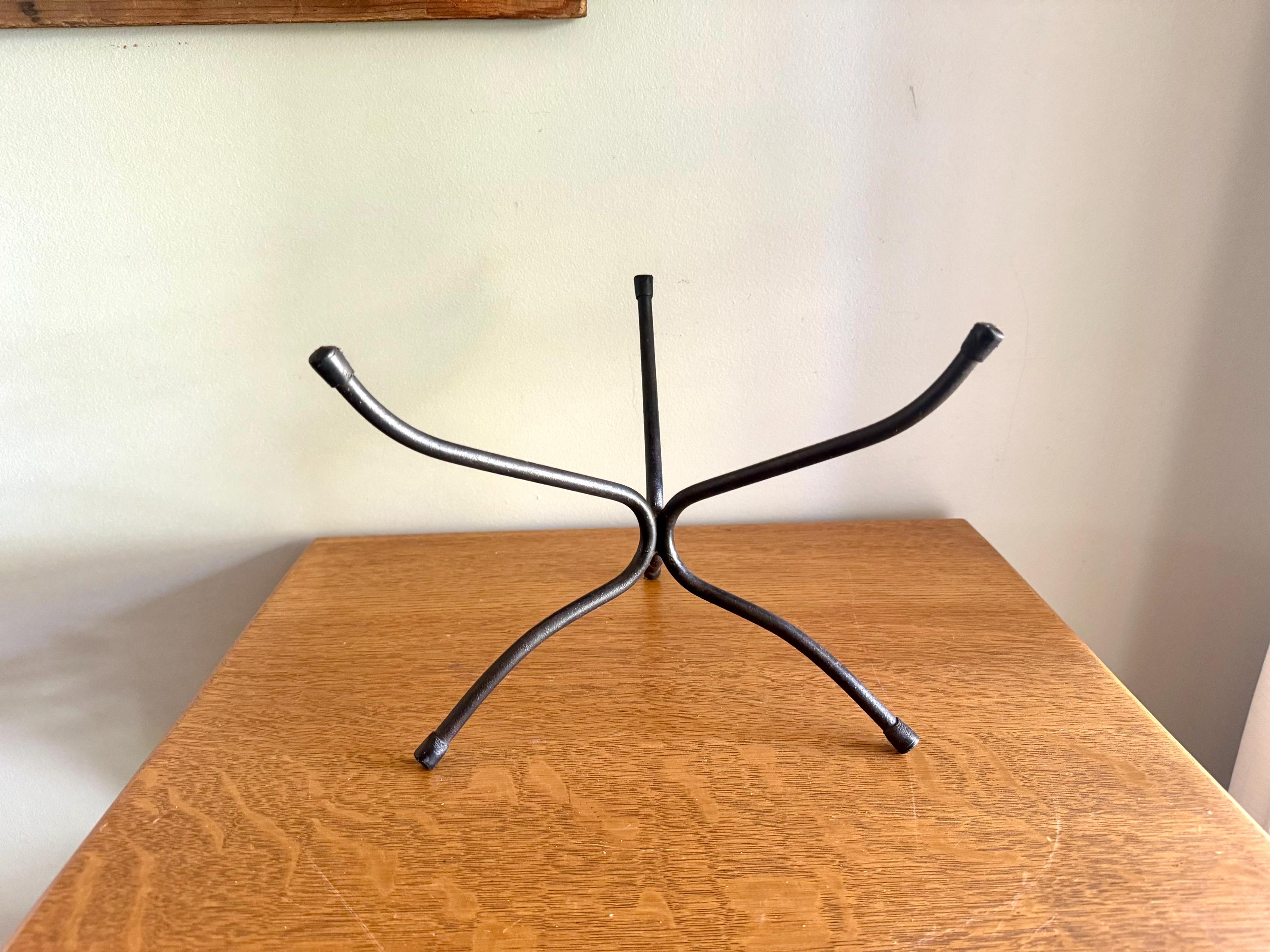 Vtg Bent Iron Plant Stand | Bent Iron Bowl Stand | Unique Bowl Stand | Double Side Stand