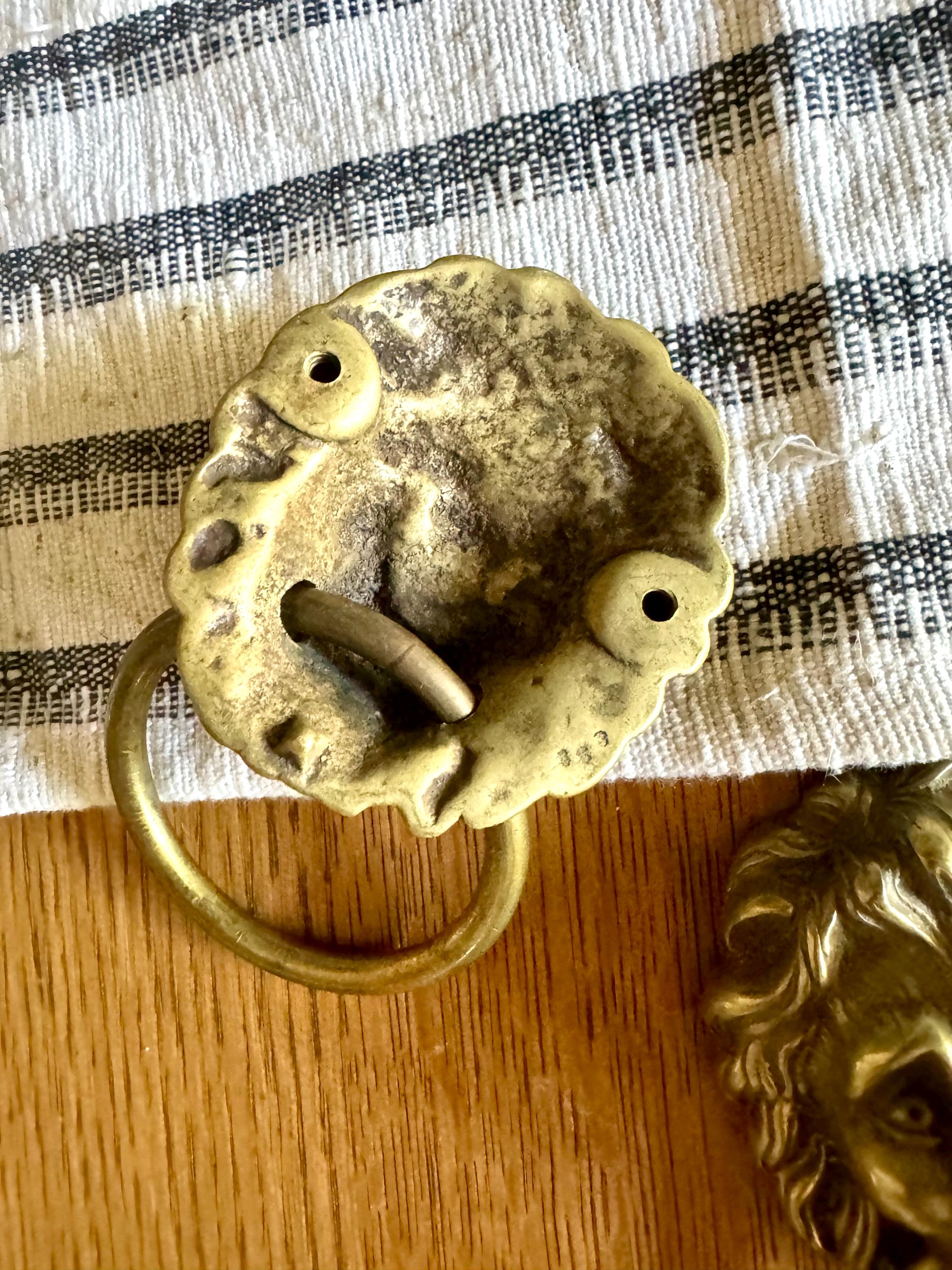 1 Large Vintage Brass Lion's Head Door Pull | Rustic Door Knocker | Lion Head Door Pull | Decorative Hollywood Regency Drawer Pull | Price for 1