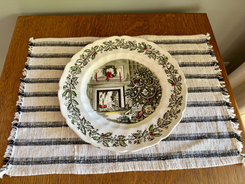 Vtg Johnson Bros. Christmas Serving Plate | 1950's English Hand Engraved Christmas Scene Plate