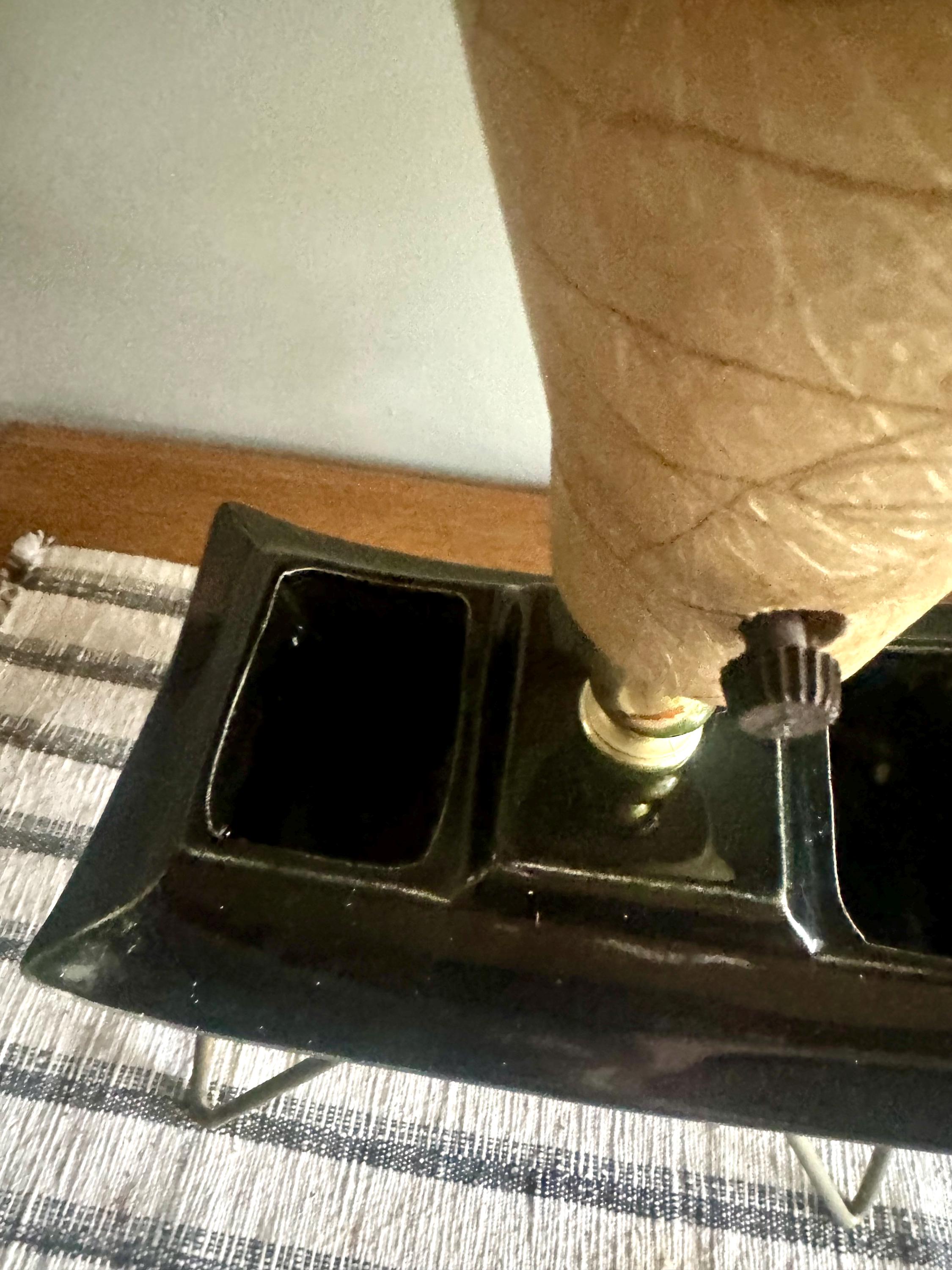 Fiberglass Bullet Shade Ceramic Lamp | Black Ceramic Planter Lamp | Fiberglass Cone Lamp | Atomic Vanity Lamp | Art Decor Accent Lamp