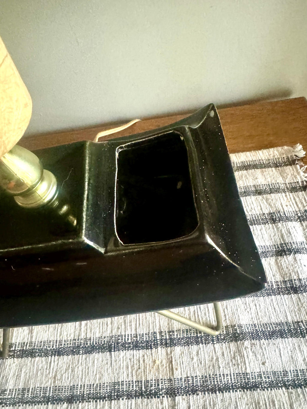 Fiberglass Bullet Shade Ceramic Lamp | Black Ceramic Planter Lamp | Fiberglass Cone Lamp | Atomic Vanity Lamp | Art Decor Accent Lamp