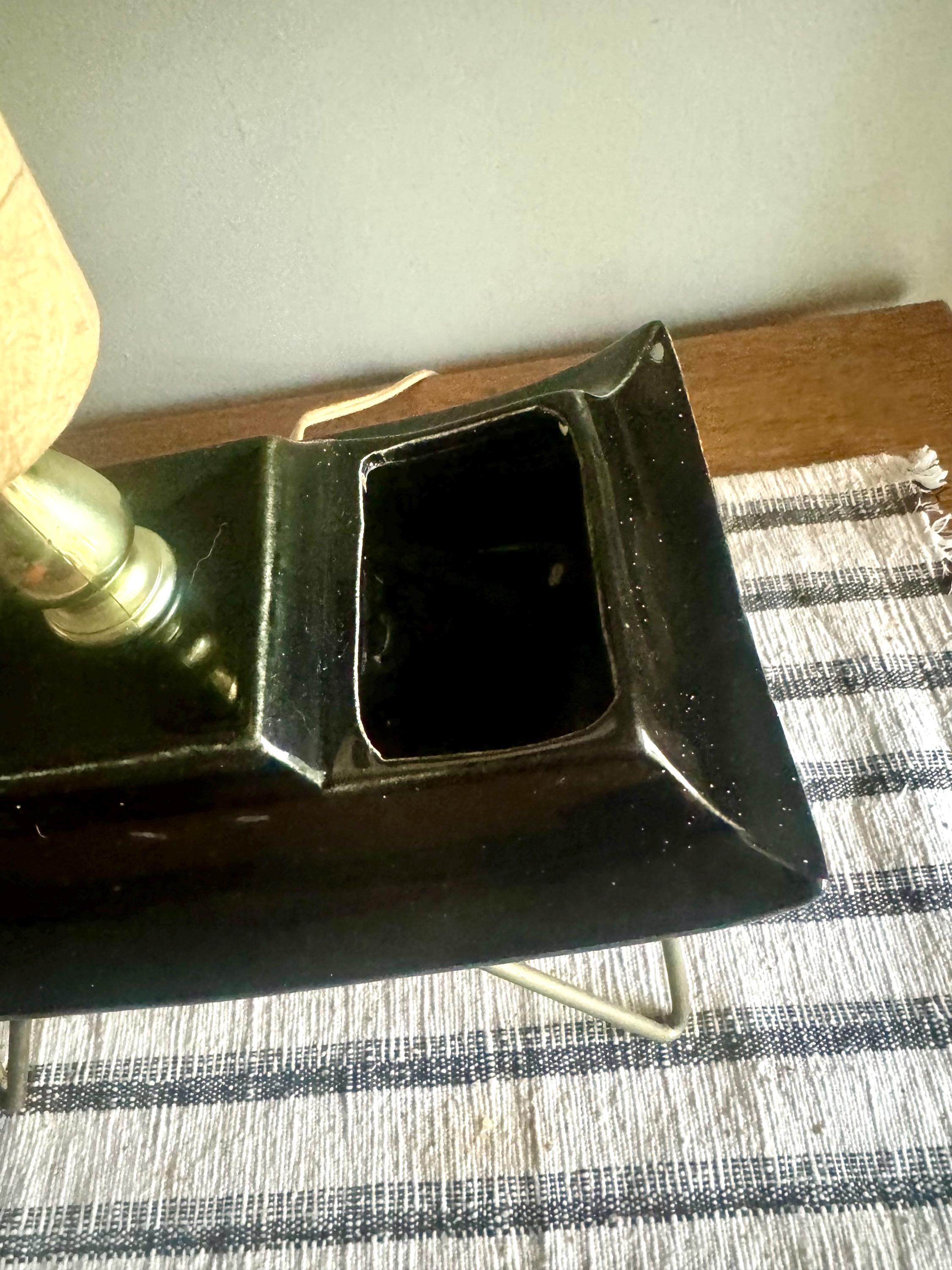 Fiberglass Bullet Shade Ceramic Lamp | Black Ceramic Planter Lamp | Fiberglass Cone Lamp | Atomic Vanity Lamp | Art Decor Accent Lamp