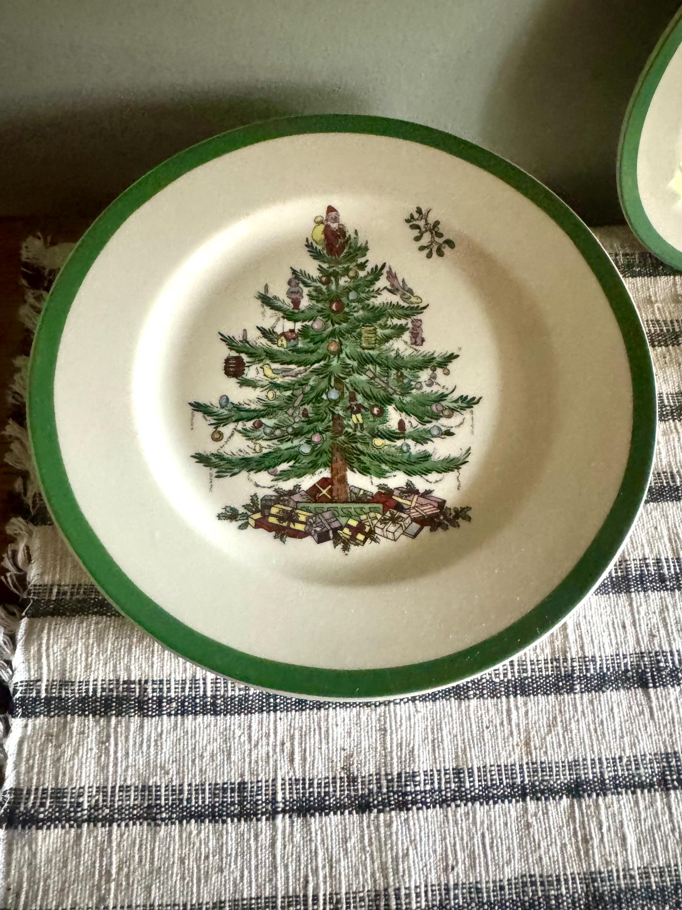 Vtg Spode Christmas Desert Plate| 7 1/2" Spode Christmas Tree Salad Plate| Spode Christmas Tree Bread and Butter Plates (8 Plates avail)