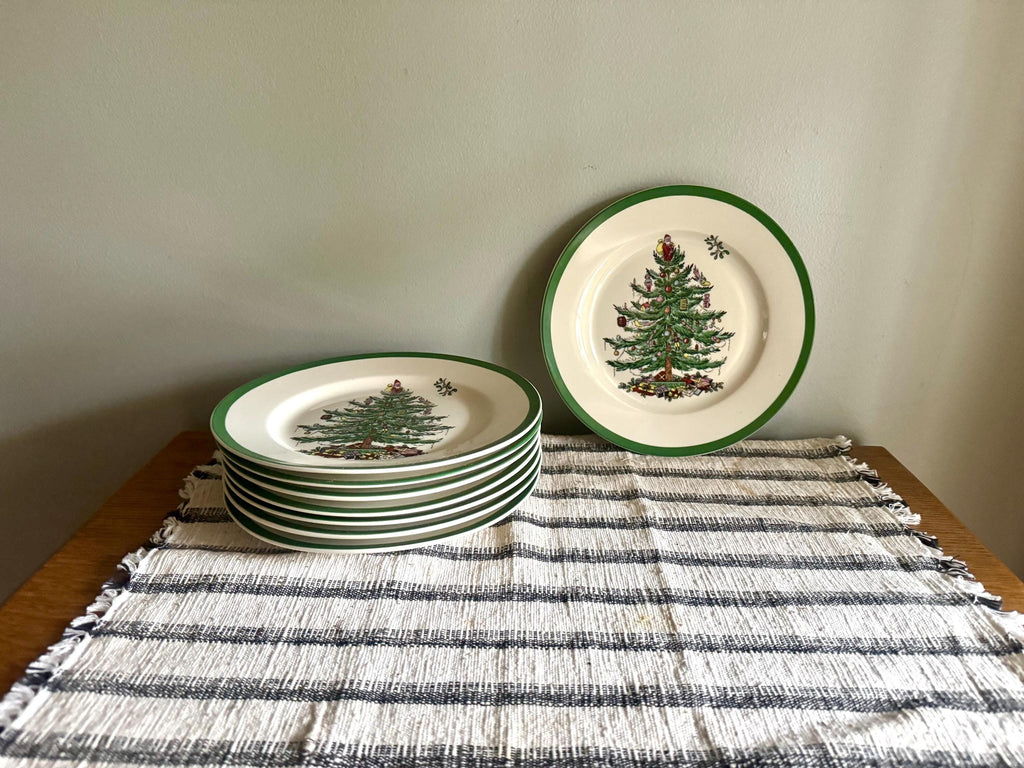 Vtg Spode Christmas Desert Plate| 7 1/2" Spode Christmas Tree Salad Plate| Spode Christmas Tree Bread and Butter Plates (8 Plates avail)