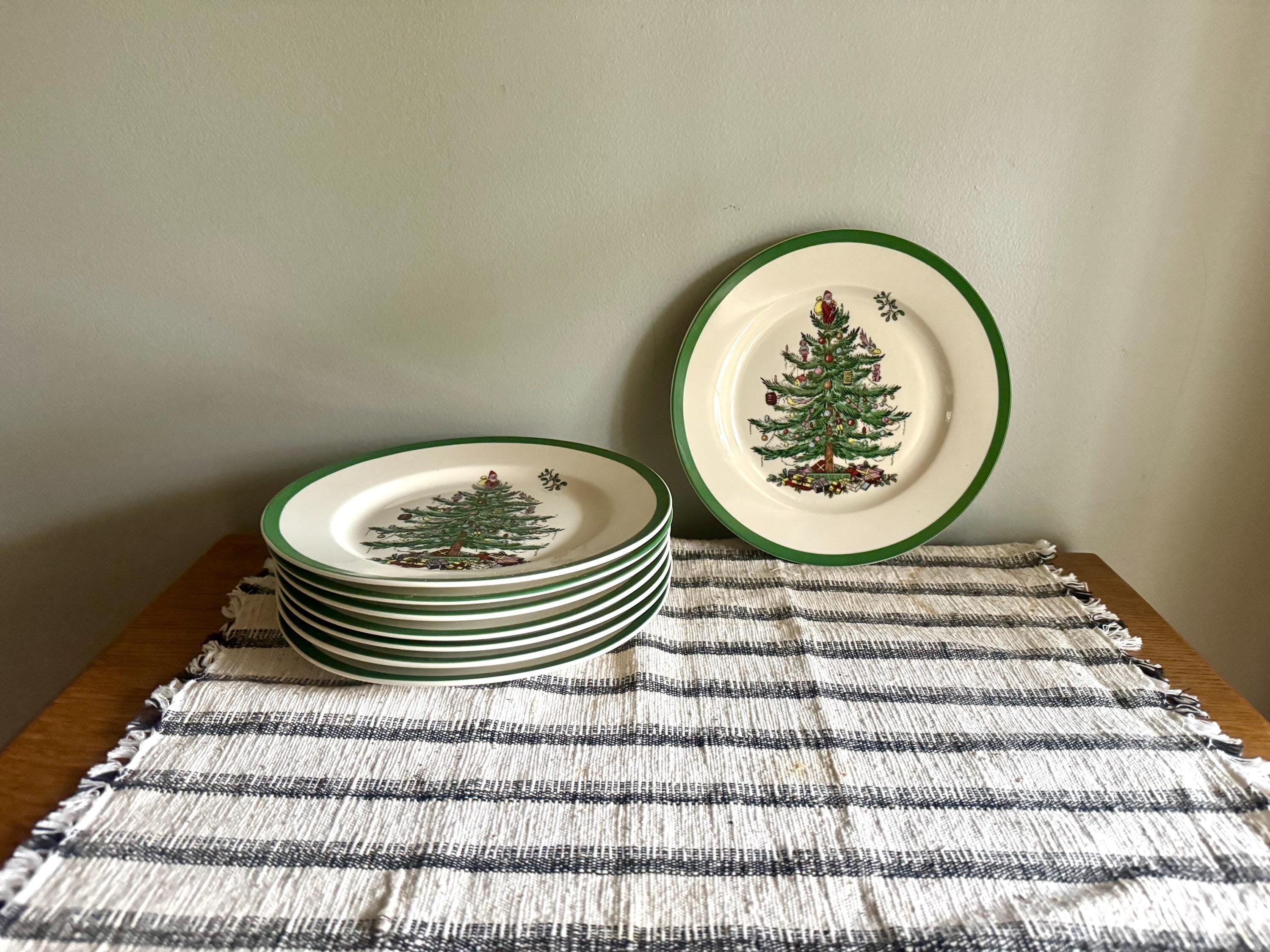 Vtg Spode Christmas Desert Plate| 7 1/2" Spode Christmas Tree Salad Plate| Spode Christmas Tree Bread and Butter Plates (8 Plates avail)