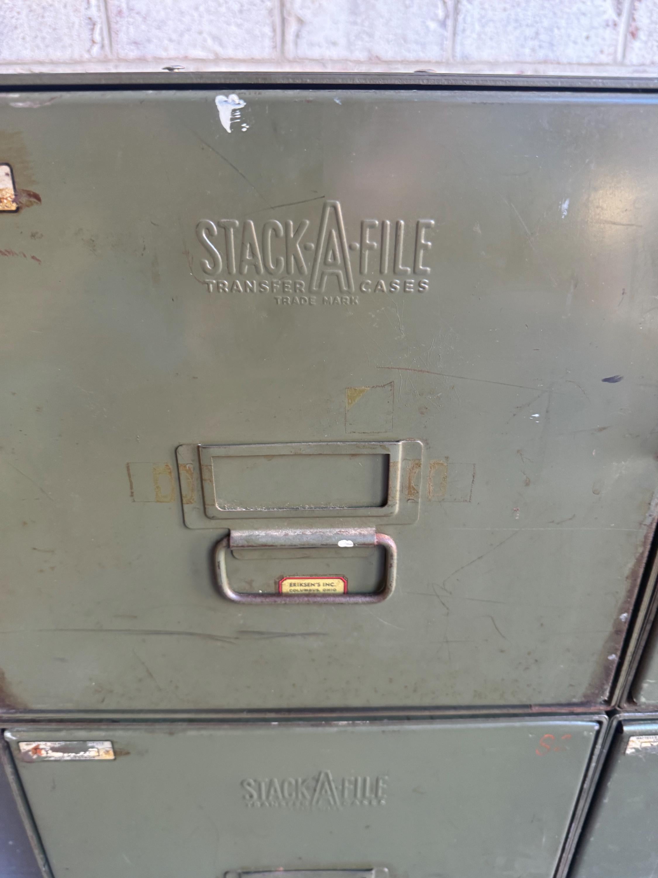Vtg Industrial Metal Cabinets | 1 Stack-A-File Green Cabinet| 1 Large Stackable File Bin | 1 Industrial Storage Organizers (4 available)