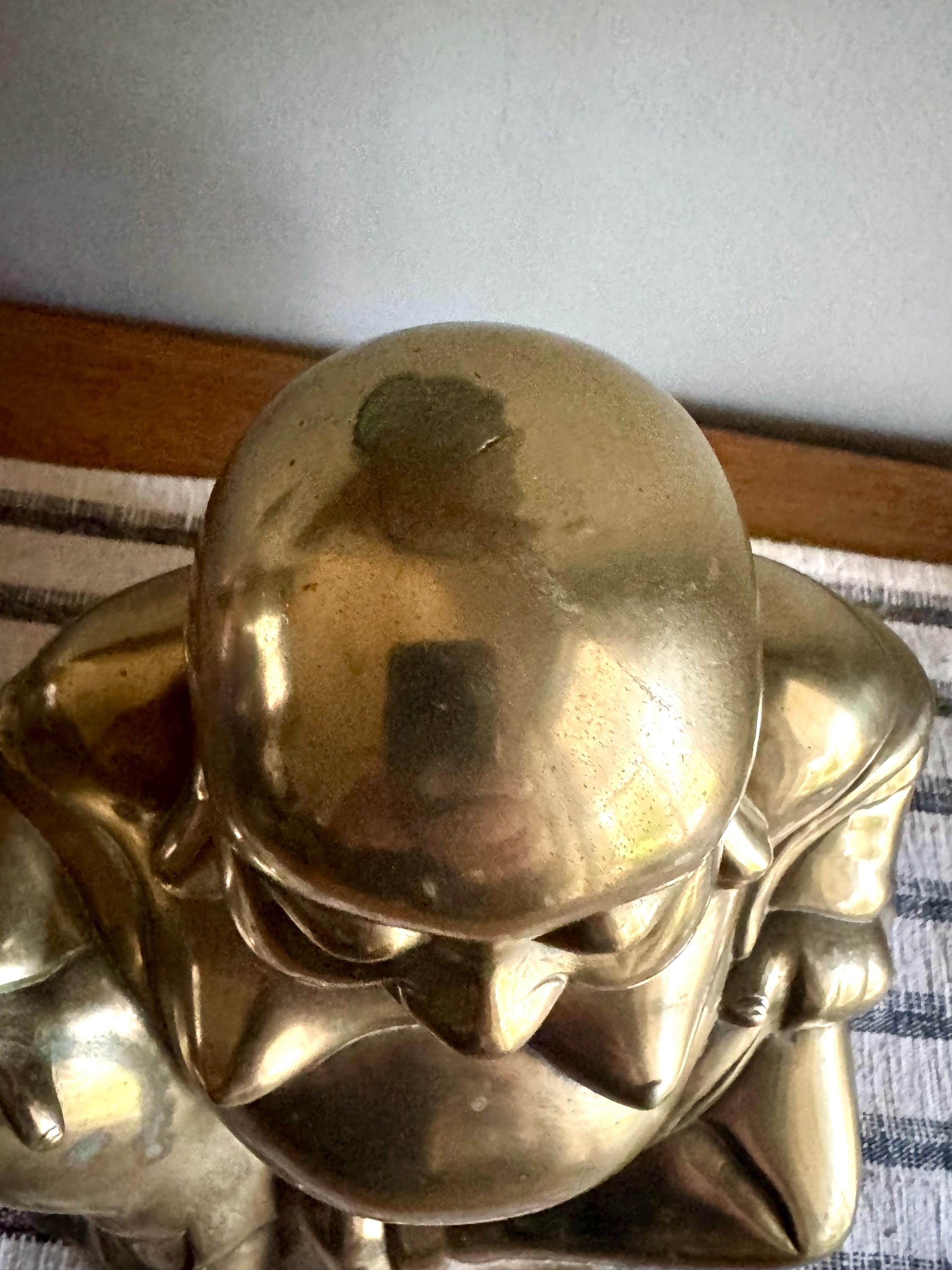 Vtg Large Brass Laughing Buddha | Large Brass Smiling Buddha Statue | Large Brass Buddha Figurine | Chinese Brass Sitting Buddha