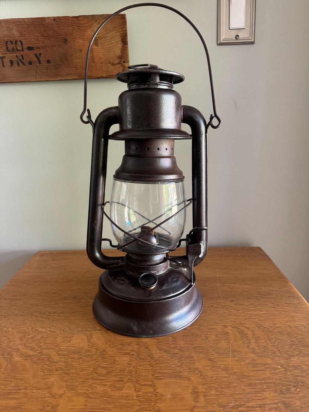 Antique Shapleigh Hardware Railroad Lantern | Vintage Norleigh Diamond Railroad Lantern | Rustic Oil Lantern | Distressed Globe Lantern