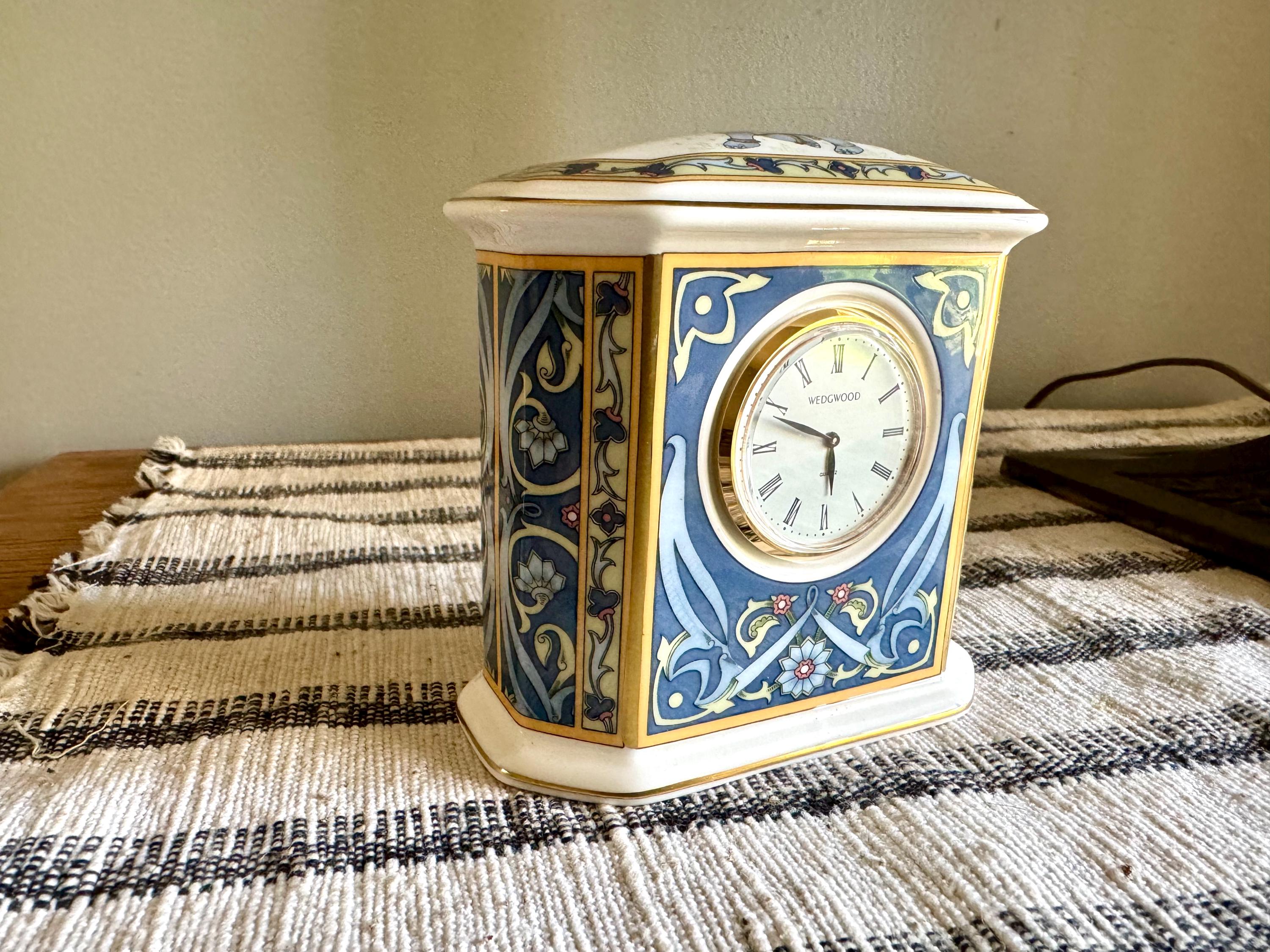 Vtg Wedgwood Blue Elephant Small Desk Clock | Wedgwood Bone China Elephant Clock | Wedgwood Blue Elephant Table Clock