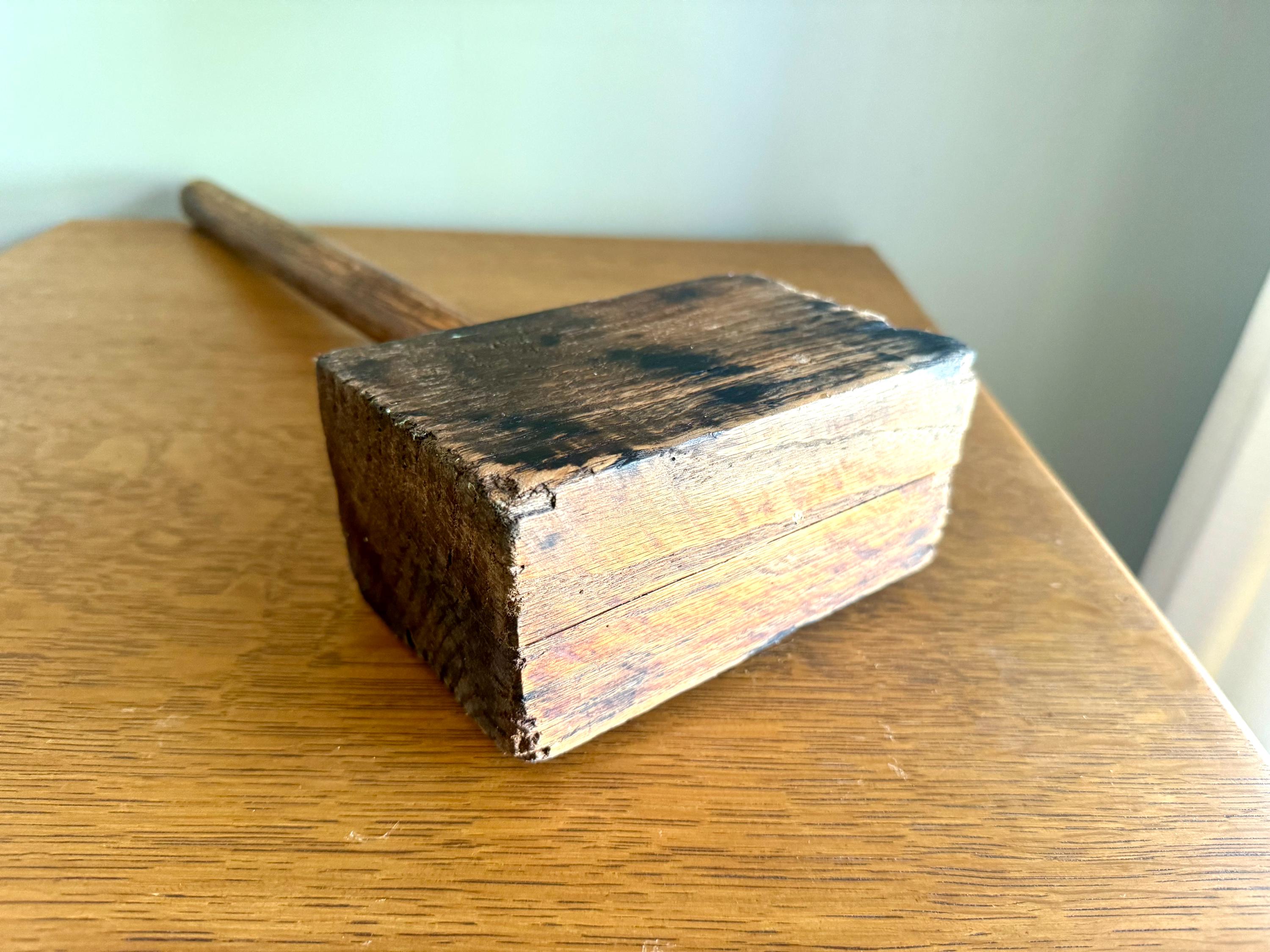 Large Wood Mallet | Vintage Hand Made Wooden Mallet | Decor Wooden Mallet | Wooden Industrial Hammer | Woodworkers Mallet | Sledge Hammer