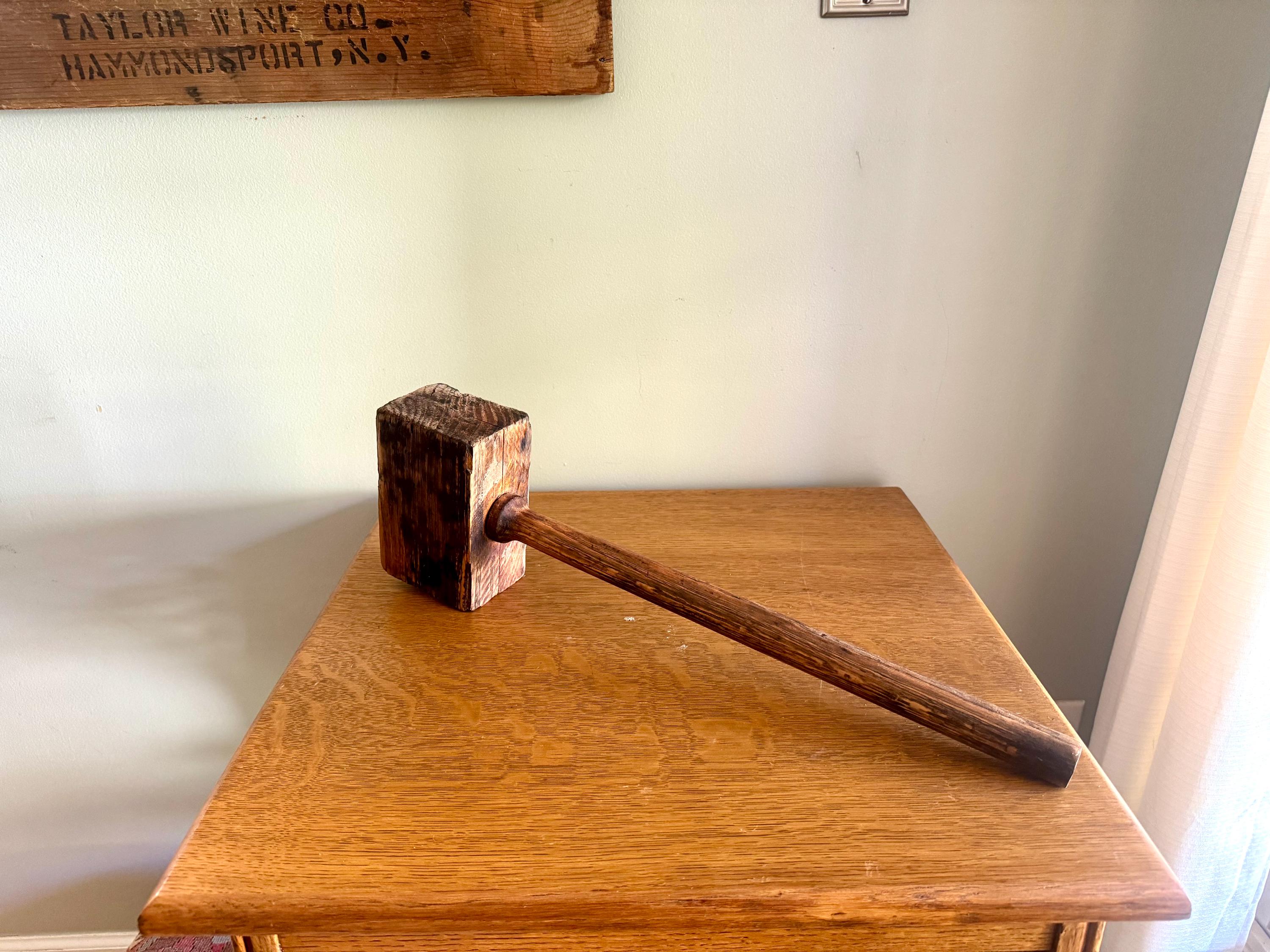 Large Wood Mallet | Vintage Hand Made Wooden Mallet | Decor Wooden Mallet | Wooden Industrial Hammer | Woodworkers Mallet | Sledge Hammer