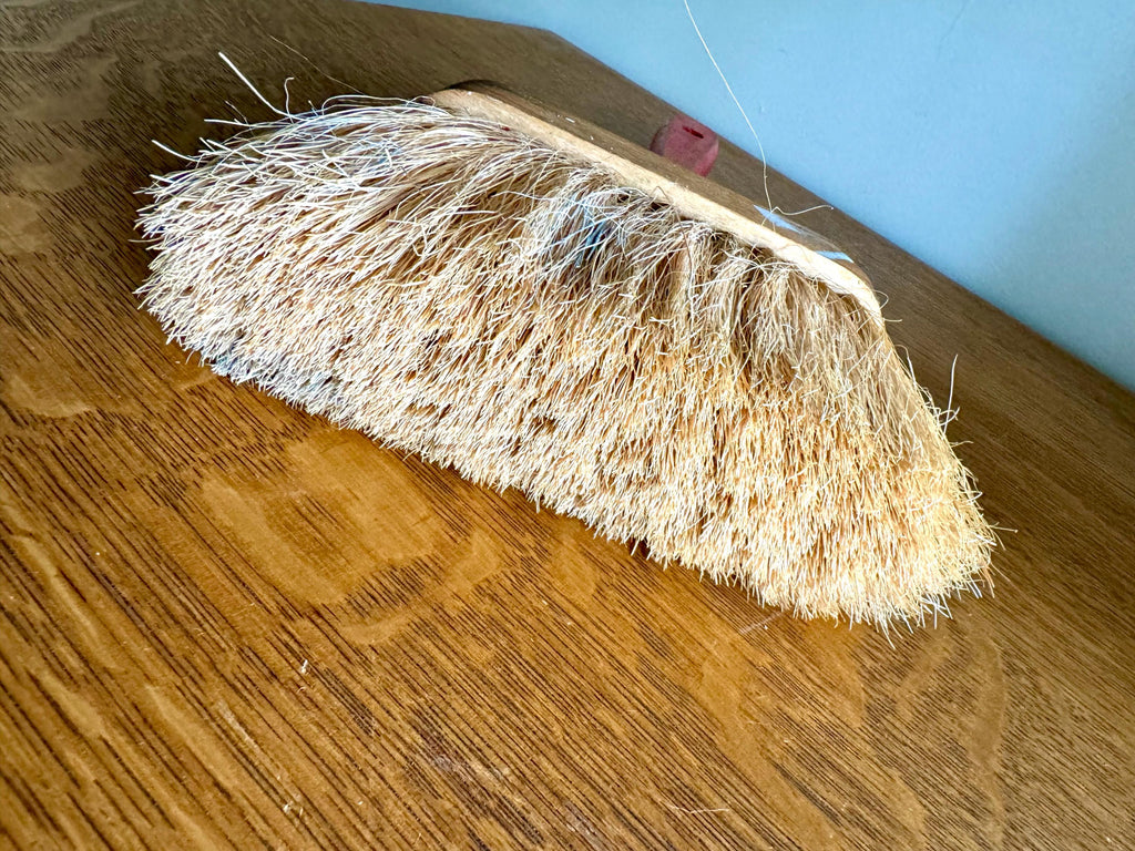 Vtg Jumbo Wood Handled Wall Paper Brush | Rustic Bristle Brush | Large Masonry Brush | Red Handle Paste Brush | Rustic Tools