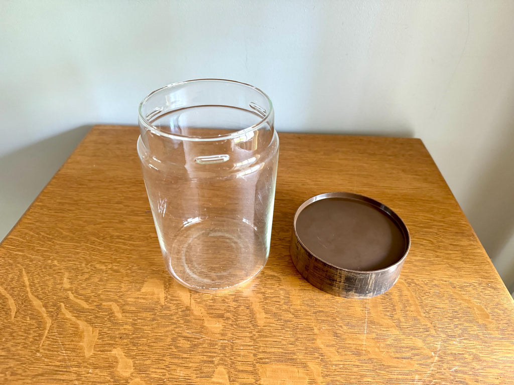 A Single Pyrex Glass Kitchen Canister | Faux Wood Top Pyrex Kitchen Container | Pyrex See N Store Glass Canister | Store N See Pyrex Jar