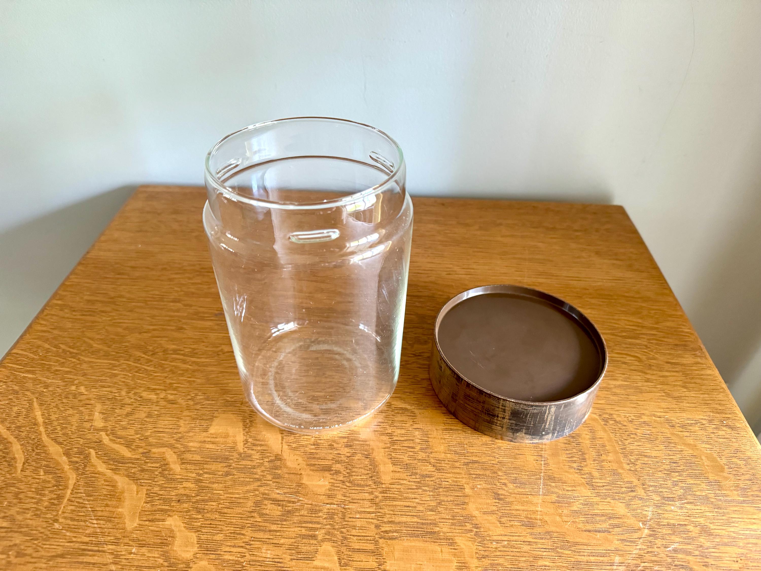 A Single Pyrex Glass Kitchen Canister | Faux Wood Top Pyrex Kitchen Container | Pyrex See N Store Glass Canister | Store N See Pyrex Jar