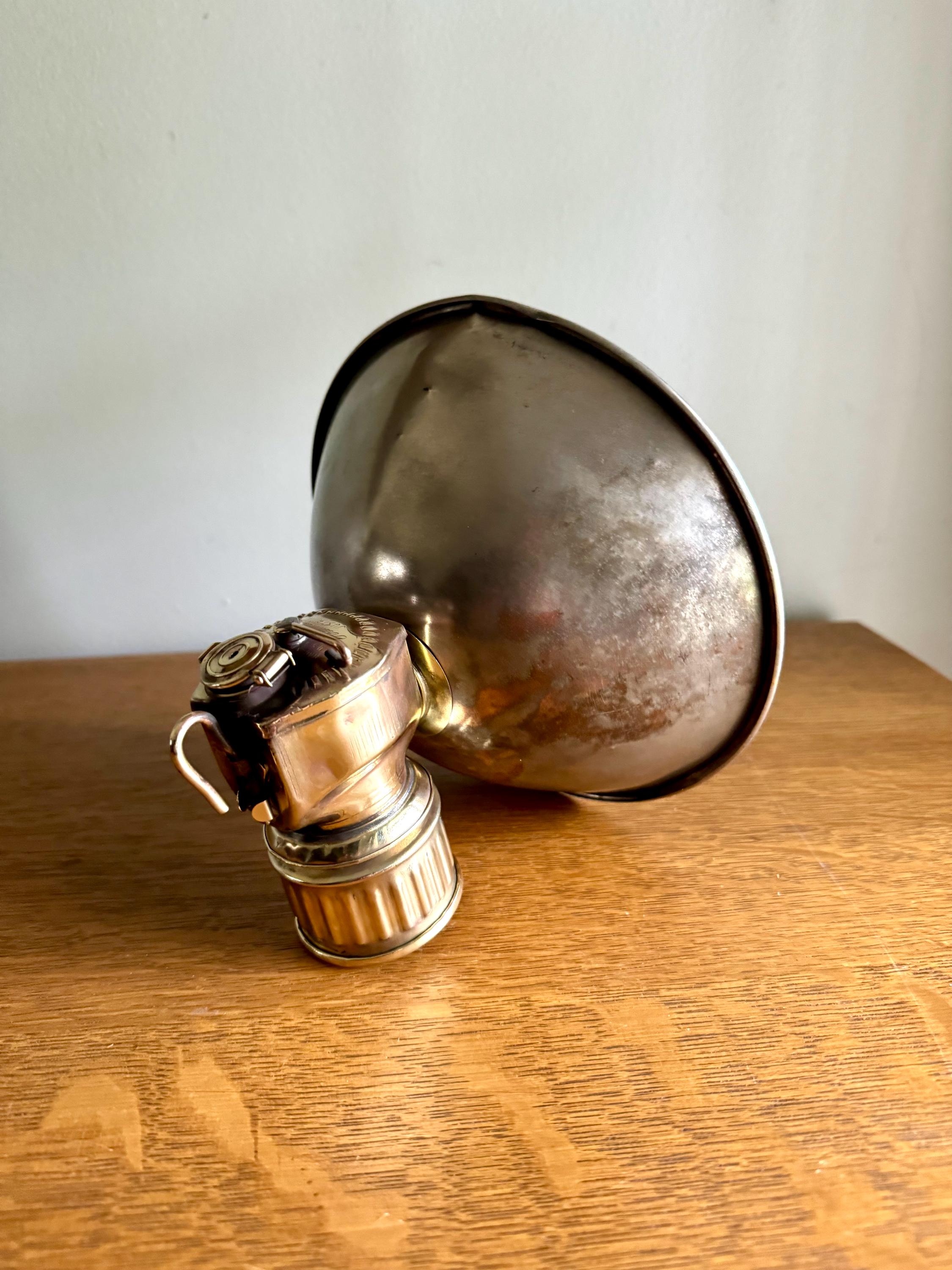 Vtg Justrite Carbide Coal Miners Lamp | Brass Carbide Coal Miner's Headlamp | Semi Polished Coal Miner's Lamp | Original Miner's Light