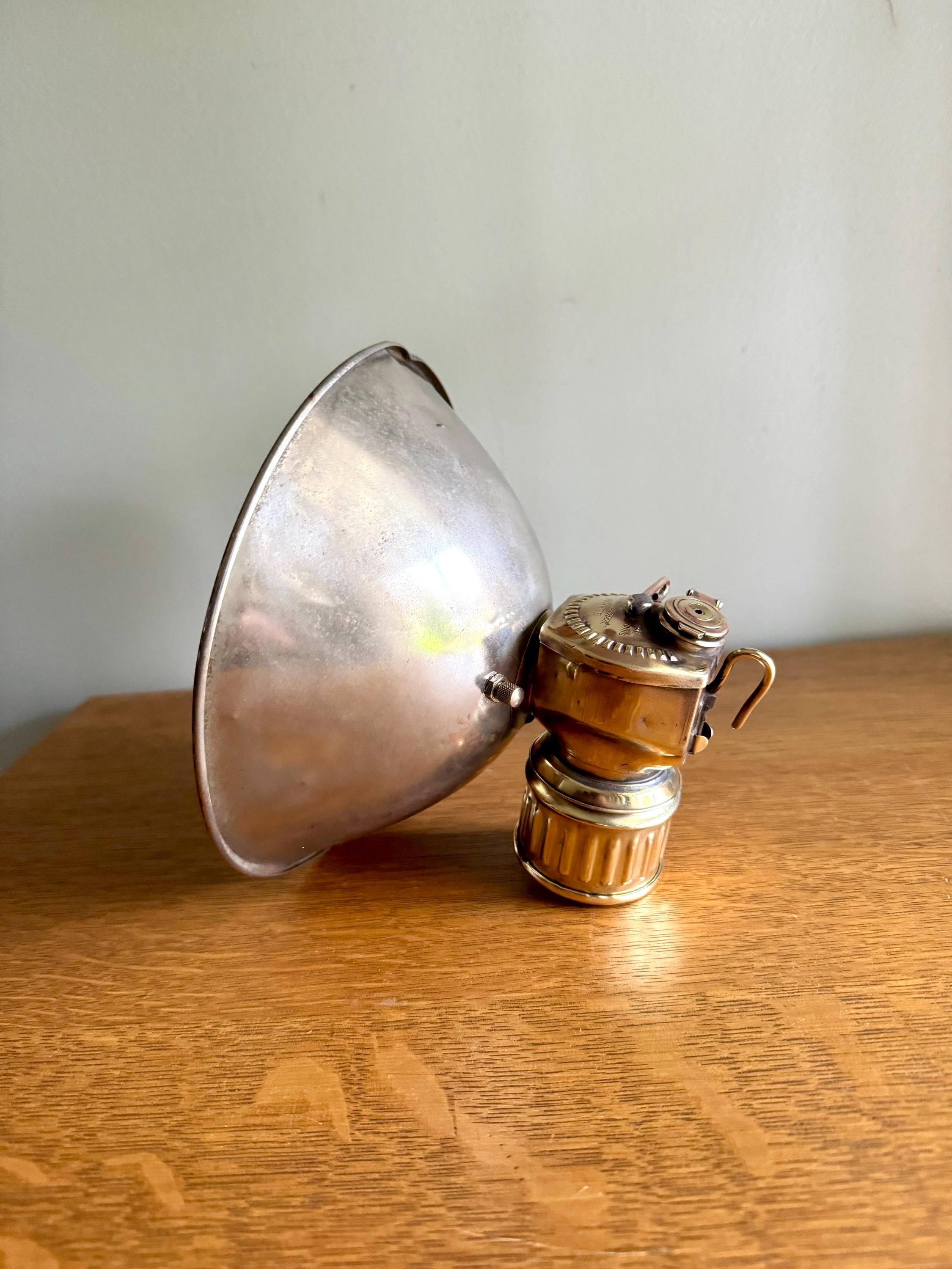 Vtg Justrite Carbide Coal Miners Lamp | Brass Carbide Coal Miner's Headlamp | Semi Polished Coal Miner's Lamp | Original Miner's Light