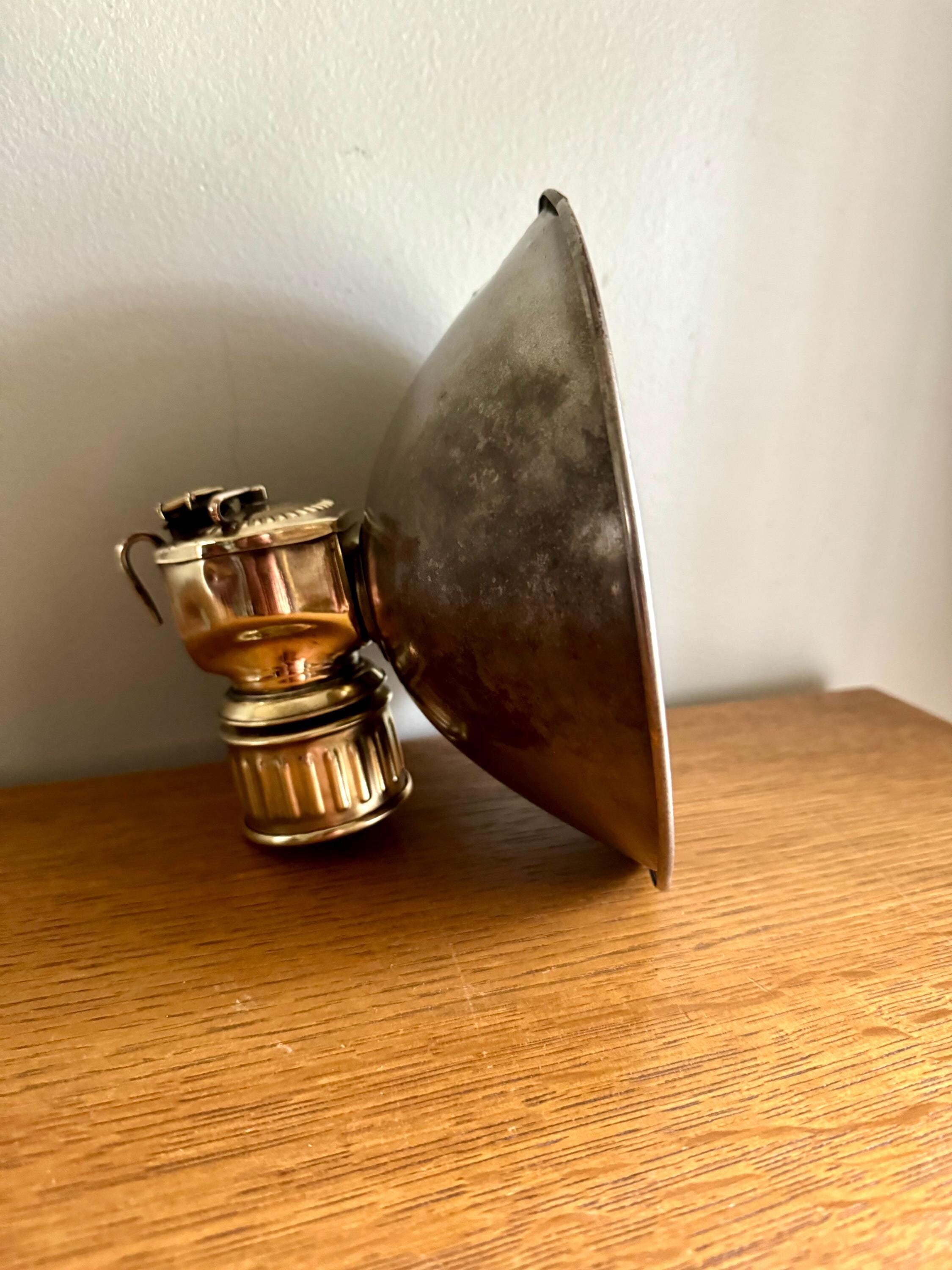Vtg Justrite Carbide Coal Miners Lamp | Brass Carbide Coal Miner's Headlamp | Semi Polished Coal Miner's Lamp | Original Miner's Light