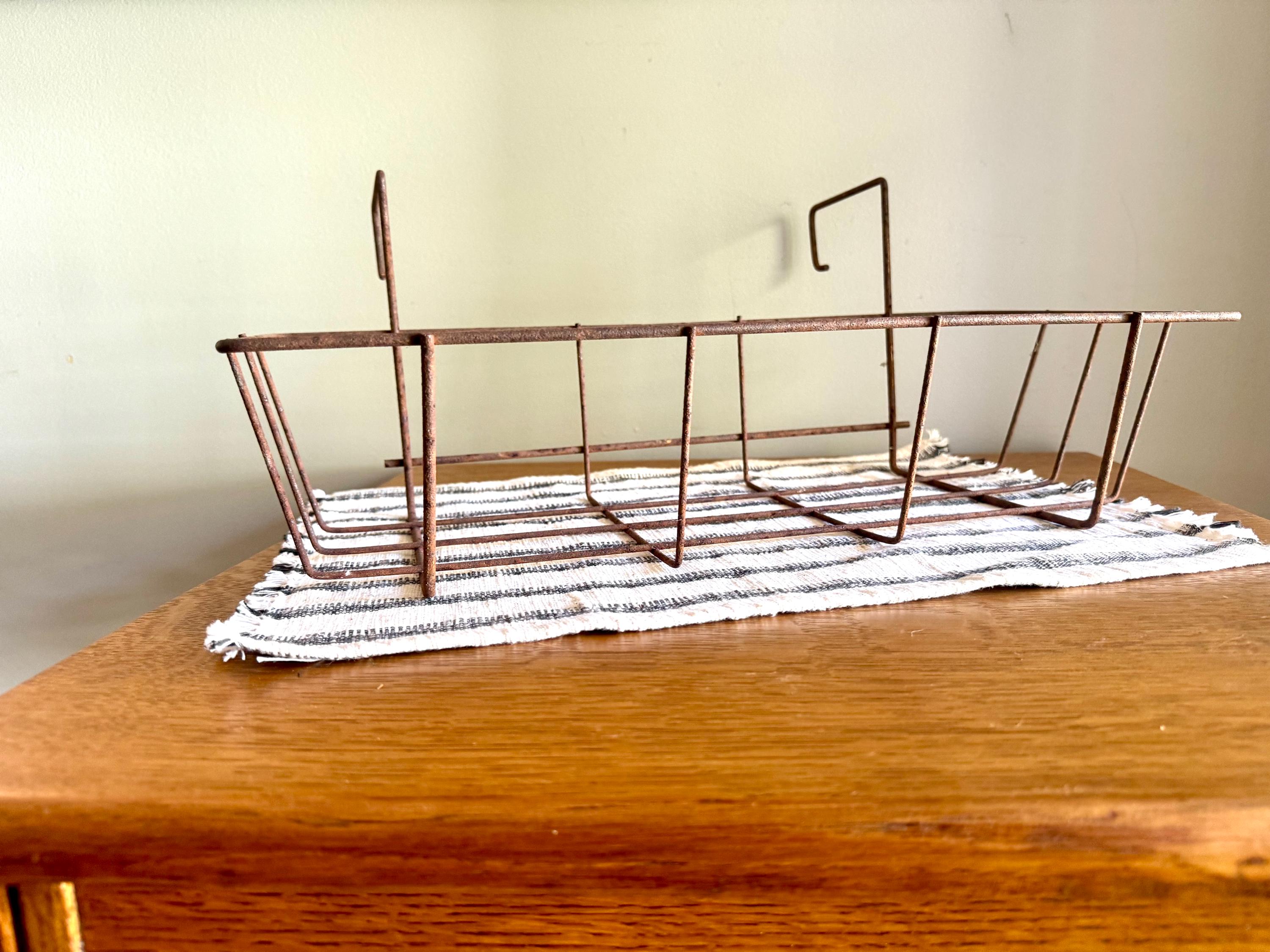 Vtg Window Basket Planter | Rustic Wire Display Basket | Window Wire Planter Basket | Wire | Distressed Metal Basket | Window Planter
