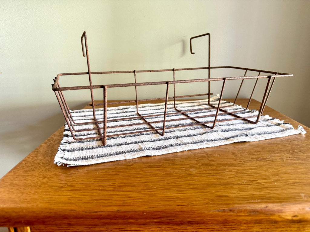 Vtg Window Basket Planter | Rustic Wire Display Basket | Window Wire Planter Basket | Wire | Distressed Metal Basket | Window Planter
