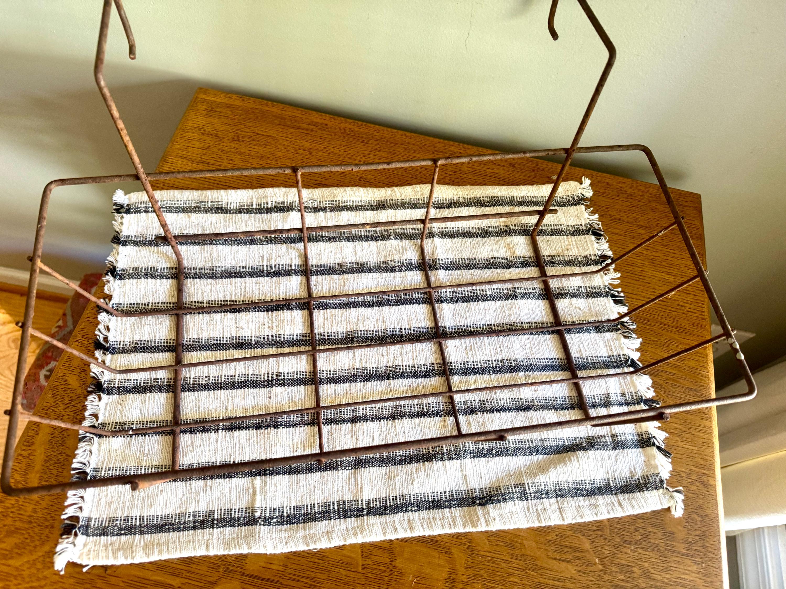Vtg Window Basket Planter | Rustic Wire Display Basket | Window Wire Planter Basket | Wire | Distressed Metal Basket | Window Planter